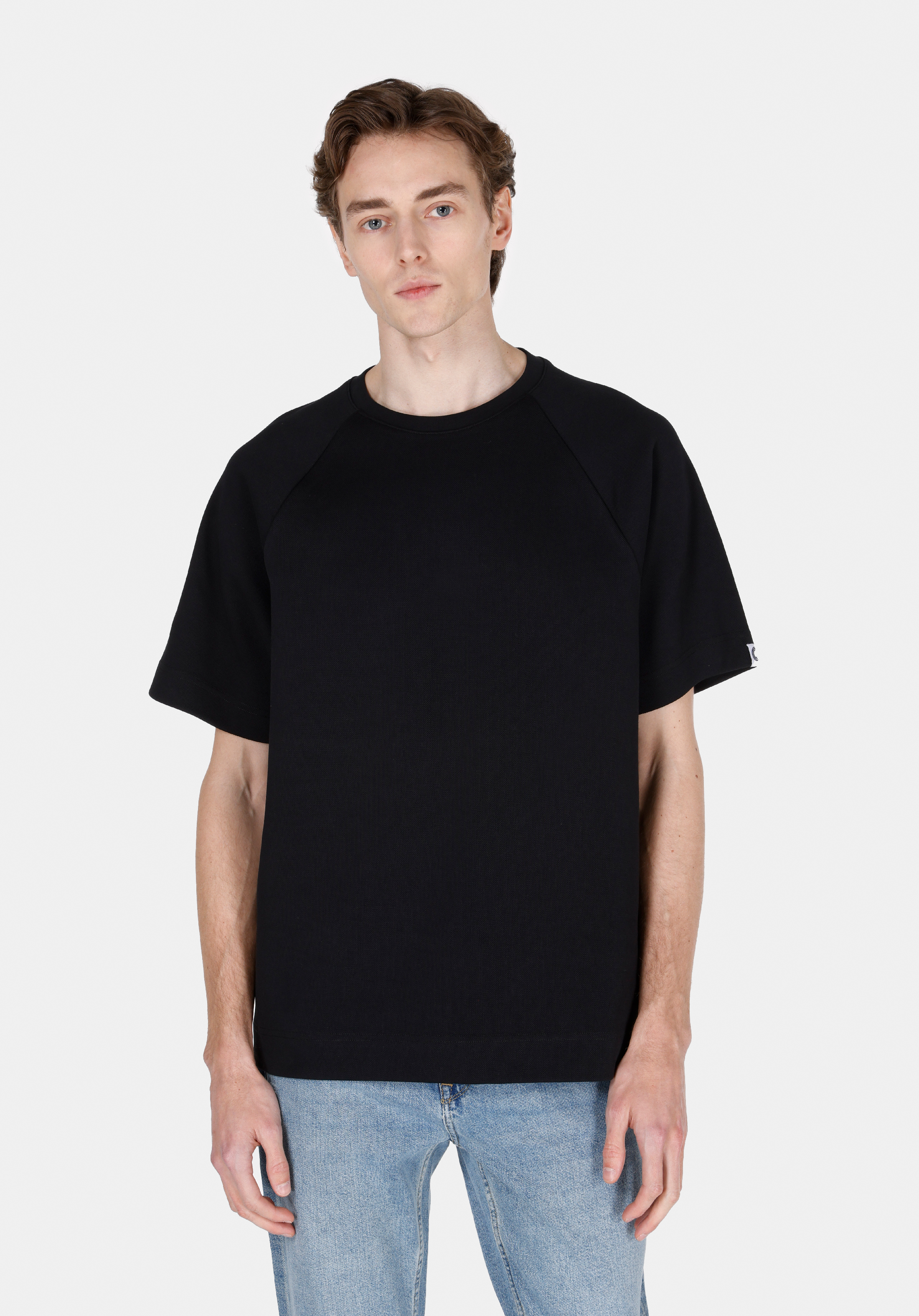 Comfort Fit Yuvarlak Yaka Düz Erkek Siyah Kısa Kol Tişört