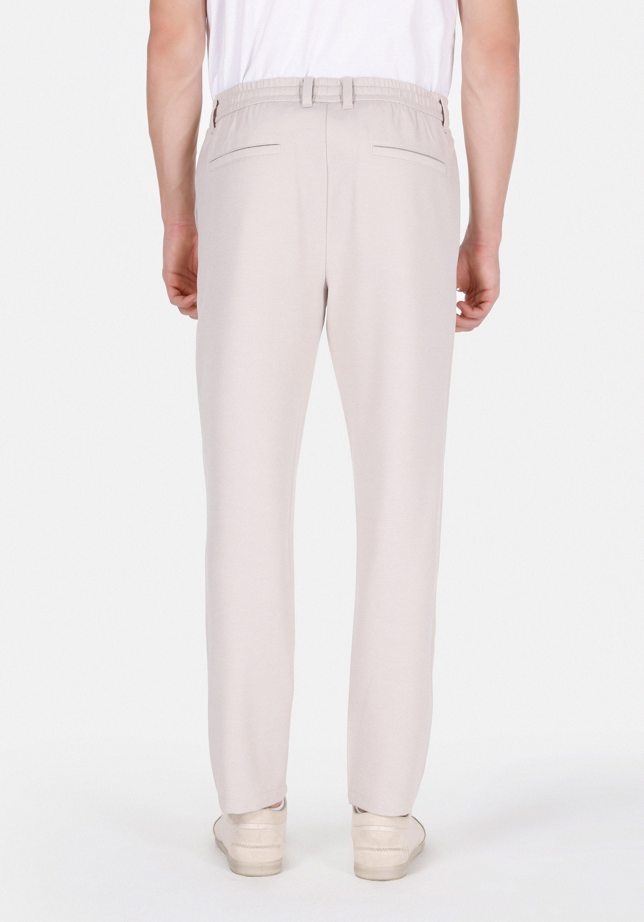 Slim Fit Orta Bel Uzun Paça Erkek Bej  Pantolon