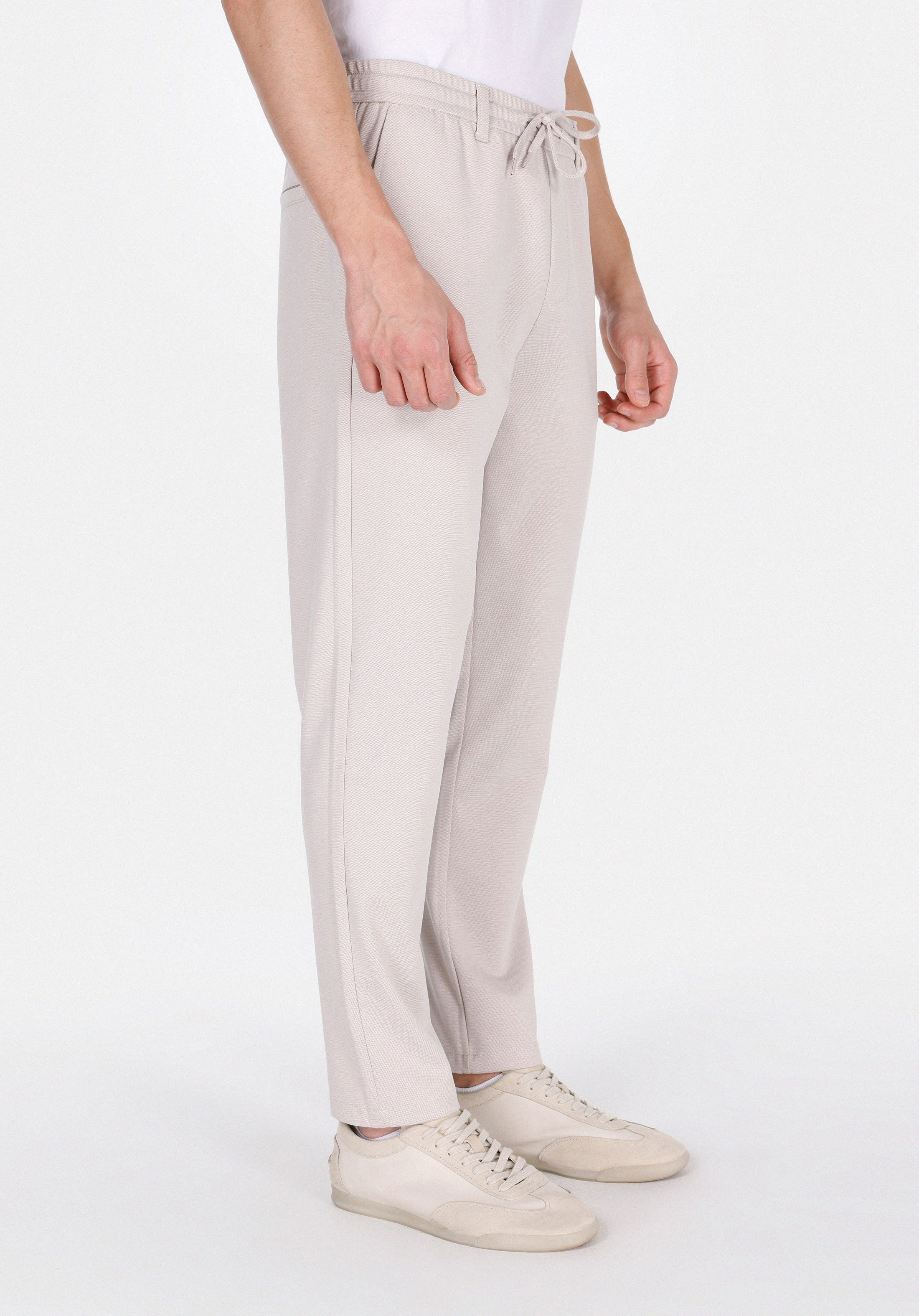 Slim Fit Orta Bel Uzun Paça Erkek Bej  Pantolon