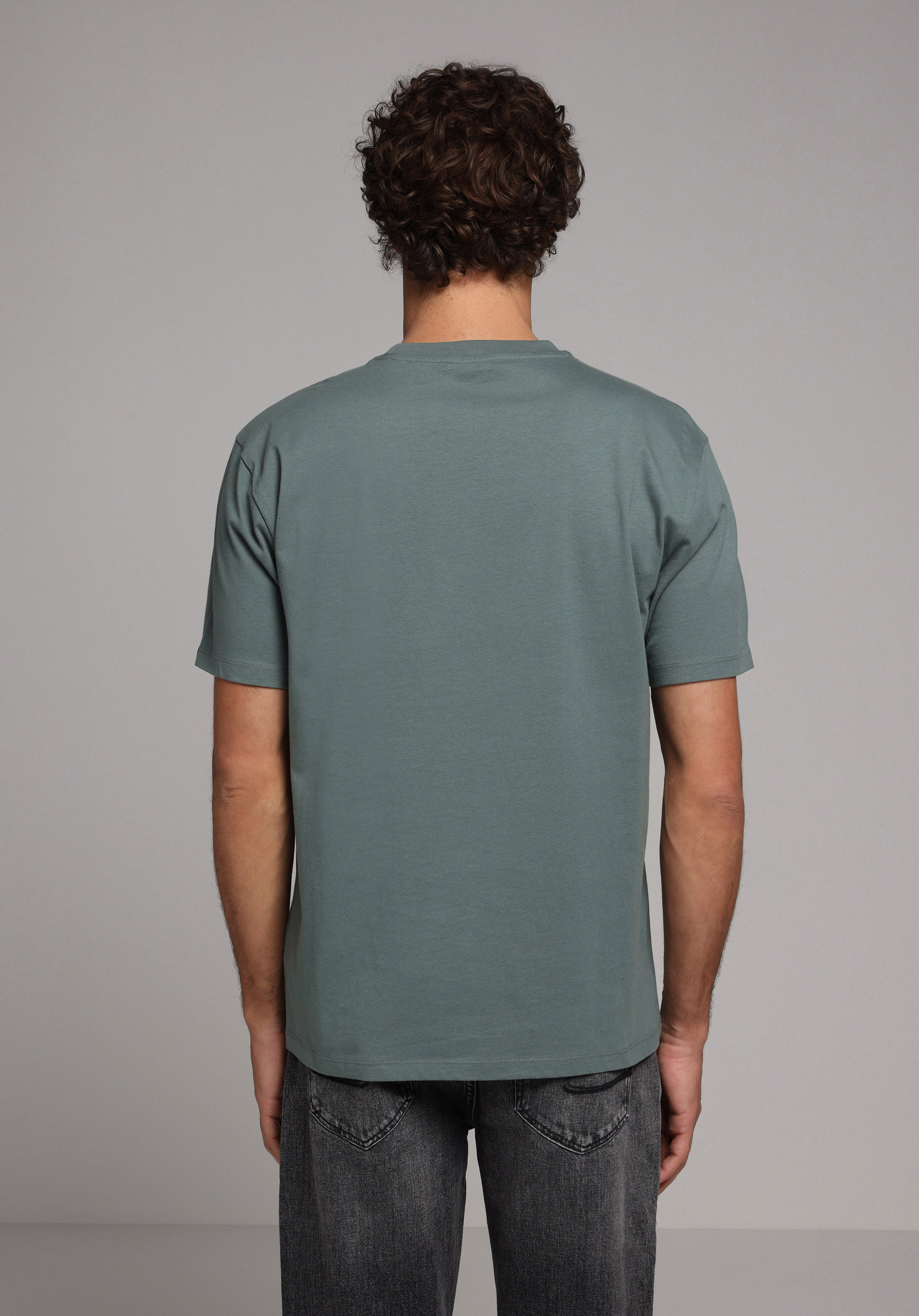 Comfort Fit Yuvarlak Yaka Düz Erkek Yeşil Kısa Kol Tişört