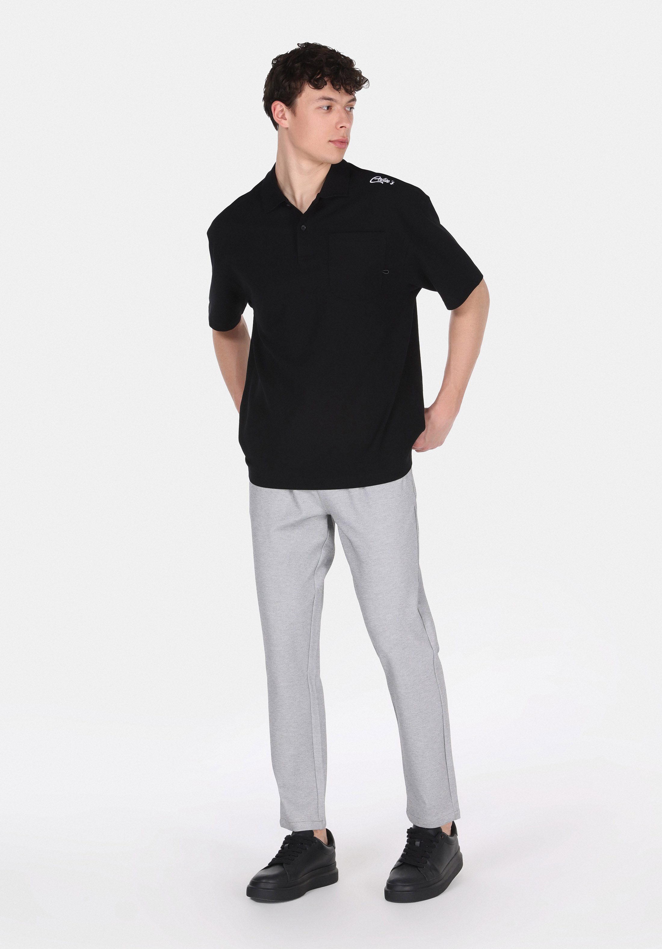 Slim Fit Orta Bel Uzun Paça Erkek Gri  Pantolon