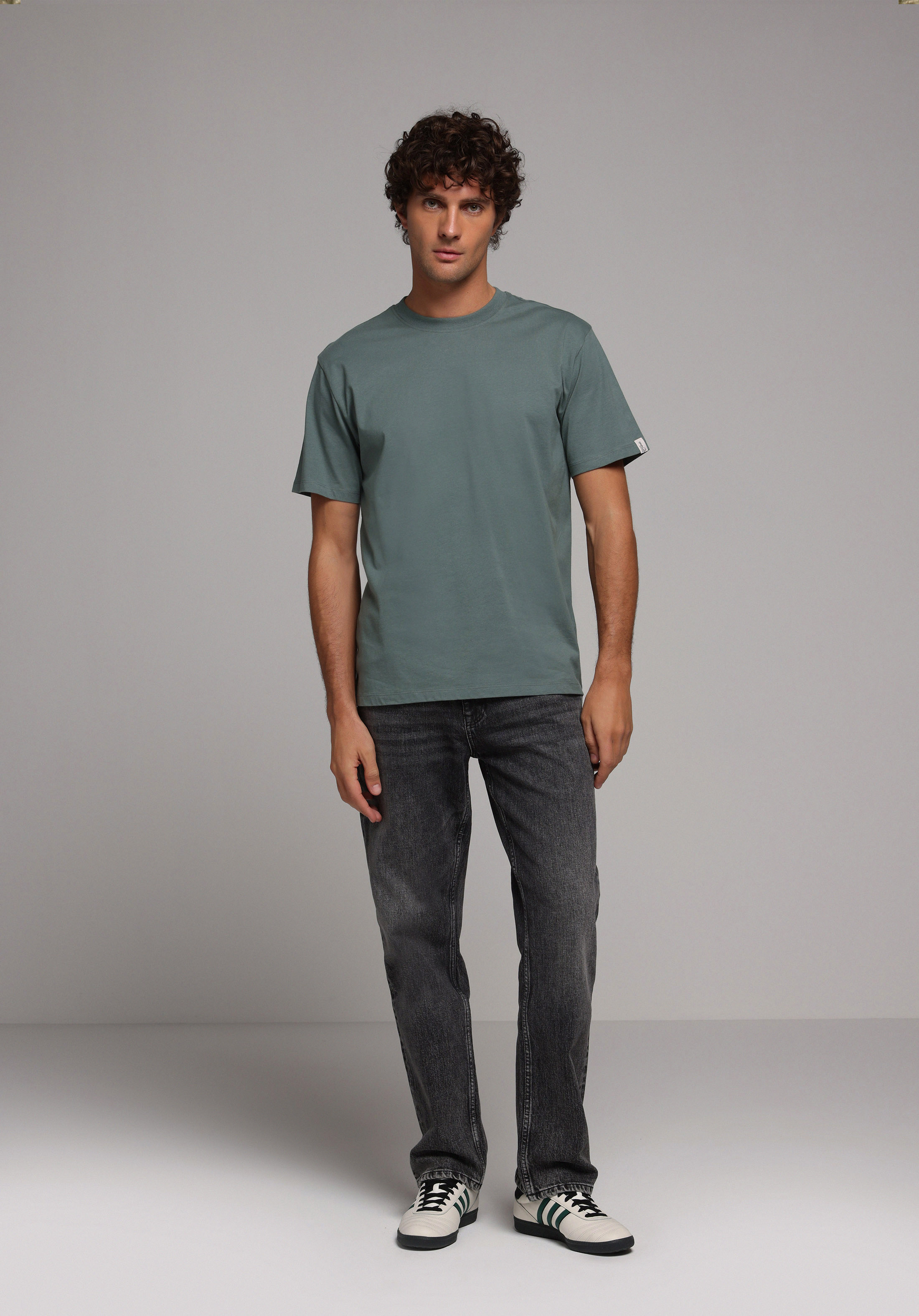 Comfort Fit Yuvarlak Yaka Düz Erkek Yeşil Kısa Kol Tişört