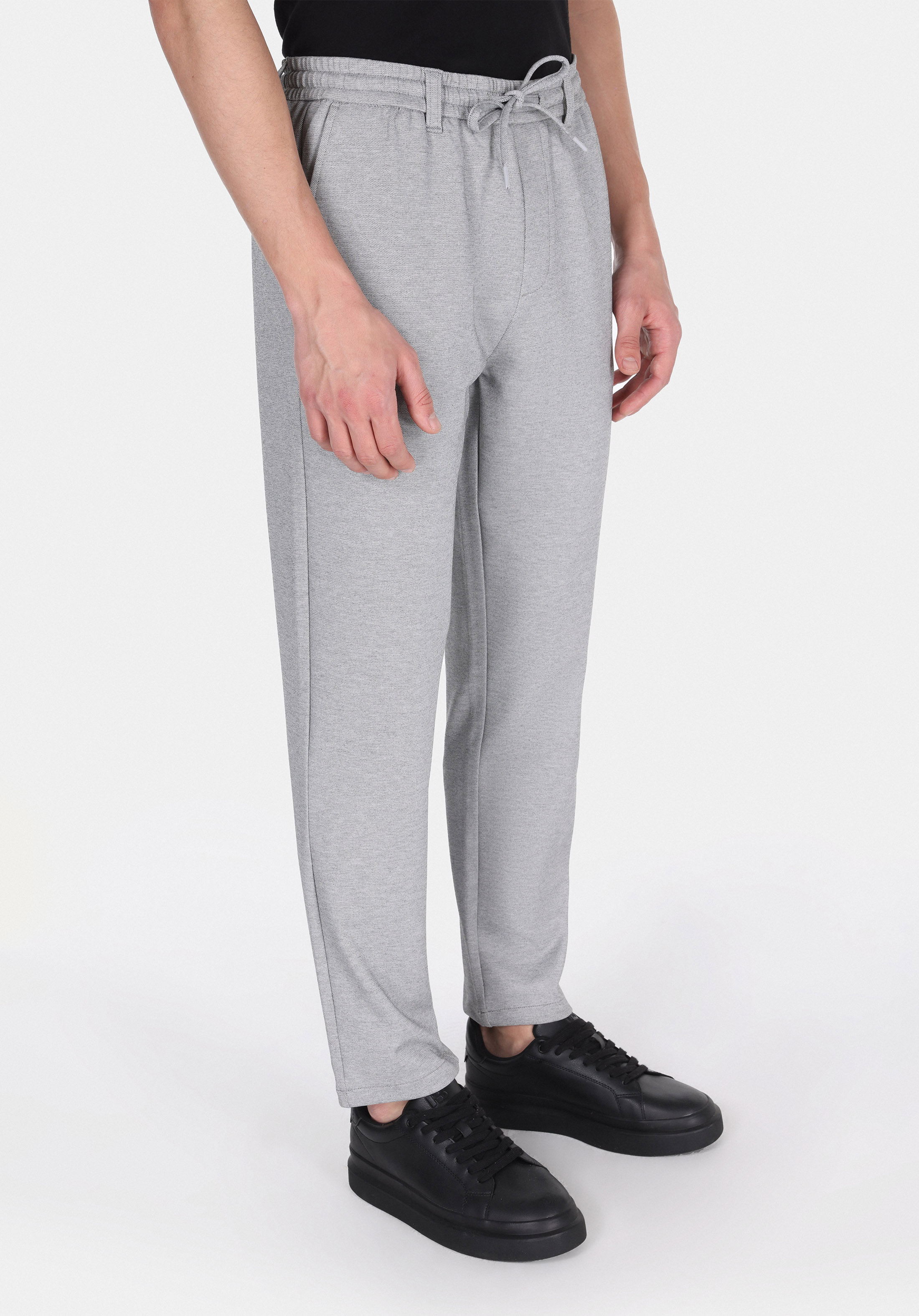 Slim Fit Orta Bel Uzun Paça Erkek Gri  Pantolon