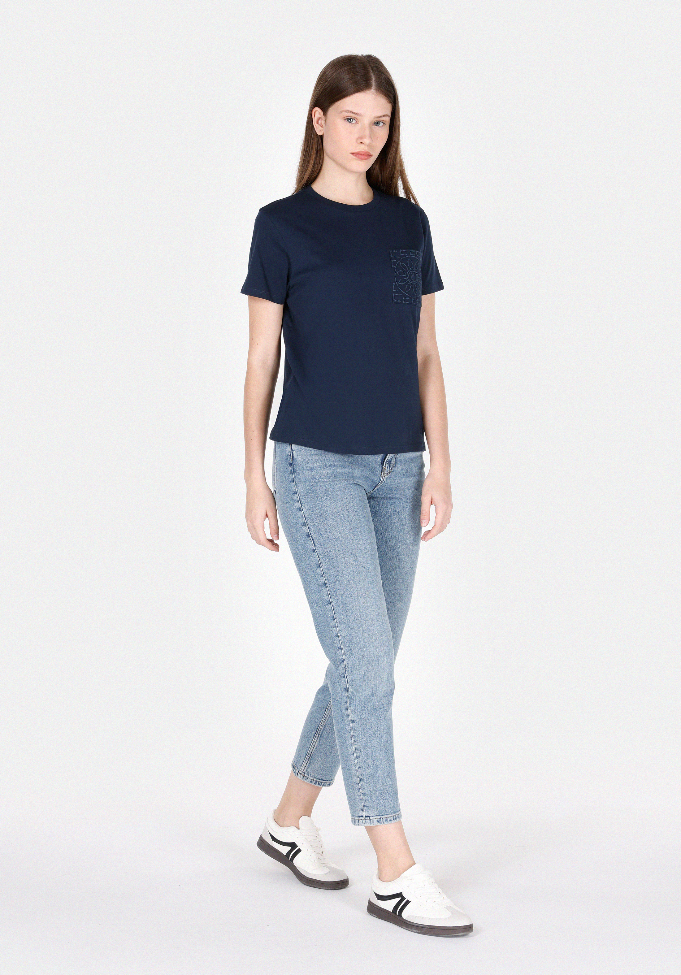 Mom Fit   Kadın Light İndigo Denim Jean Pantolon
