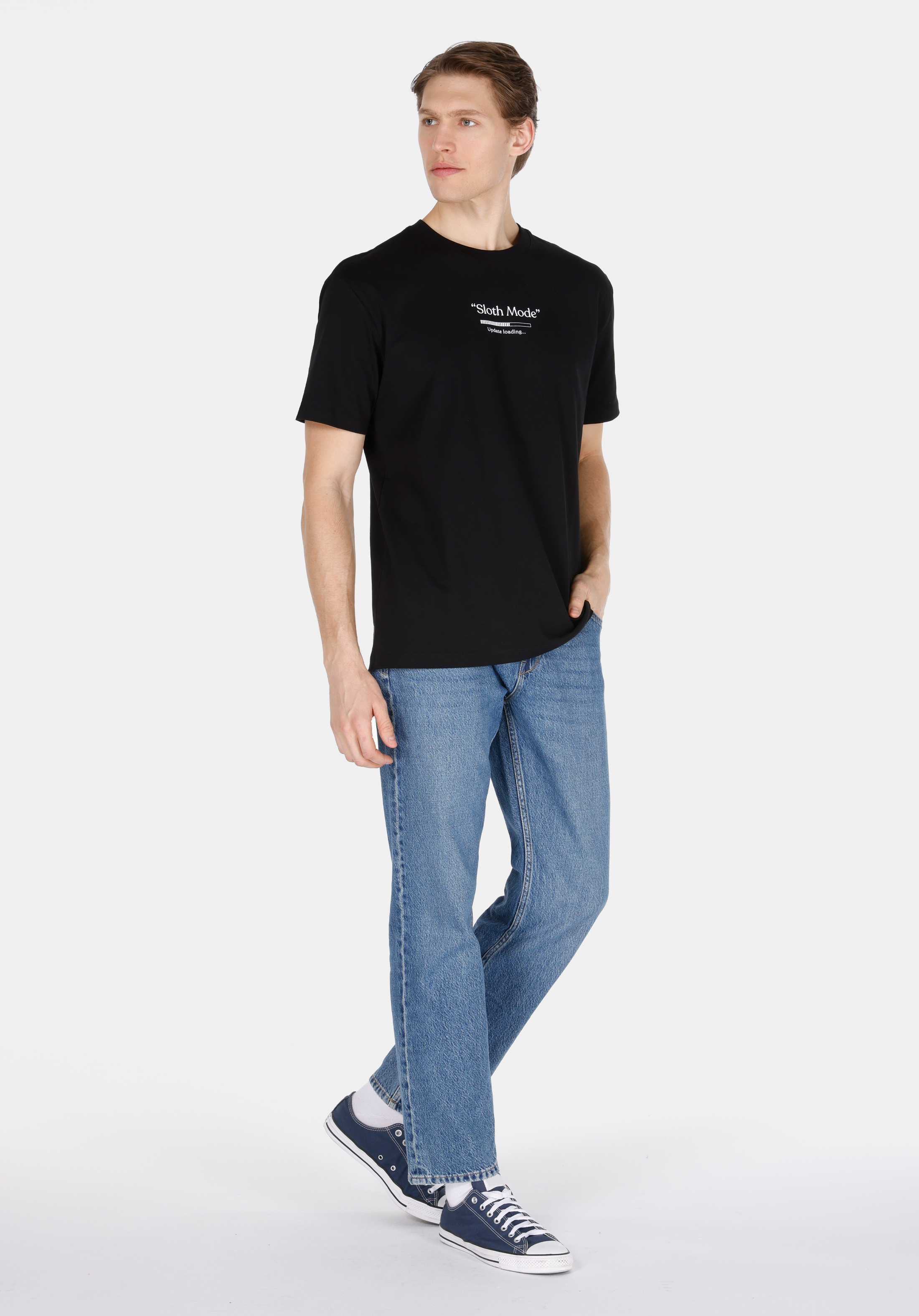 Comfort Fit Yuvarlak Yaka Düz Erkek Siyah Kısa Kol Tişört