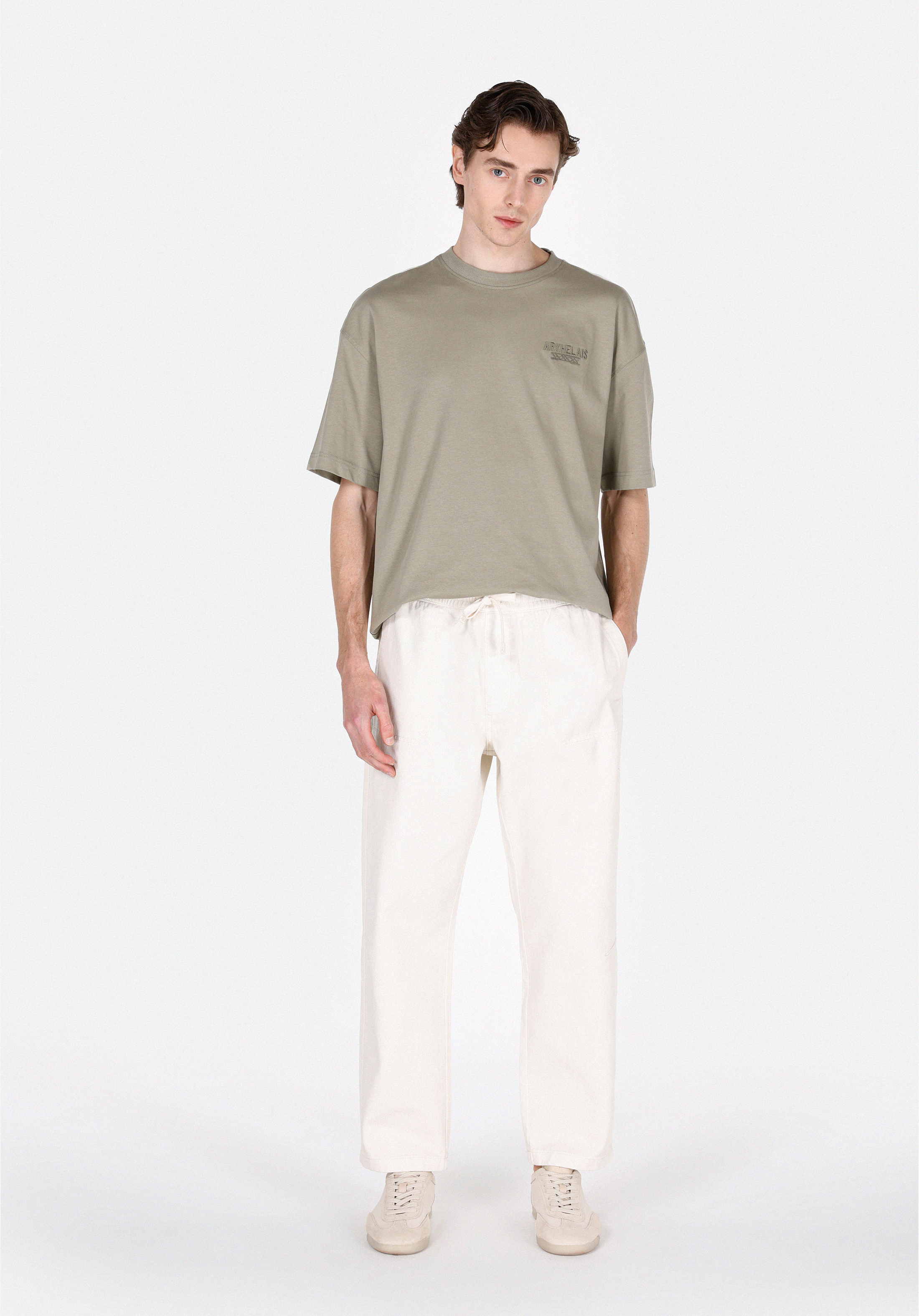 Relax Fit Orta Bel Bol Paça Erkek Taş  Pantolon