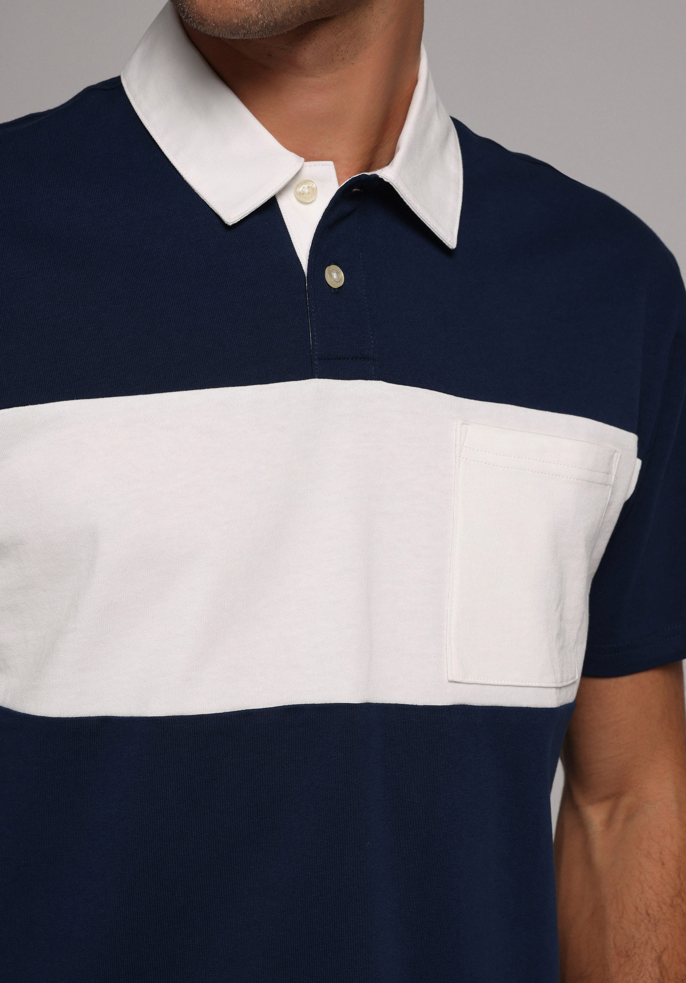 Comfort Fit Polo Yaka Düz Erkek Lacivert Kısa Kol Tişört