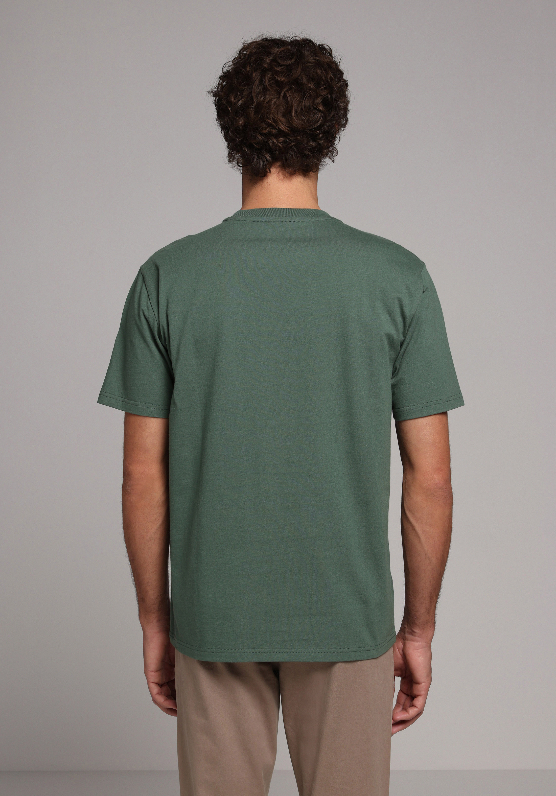 Comfort Fit Yuvarlak Yaka Düz Erkek Yeşil Kısa Kol Tişört