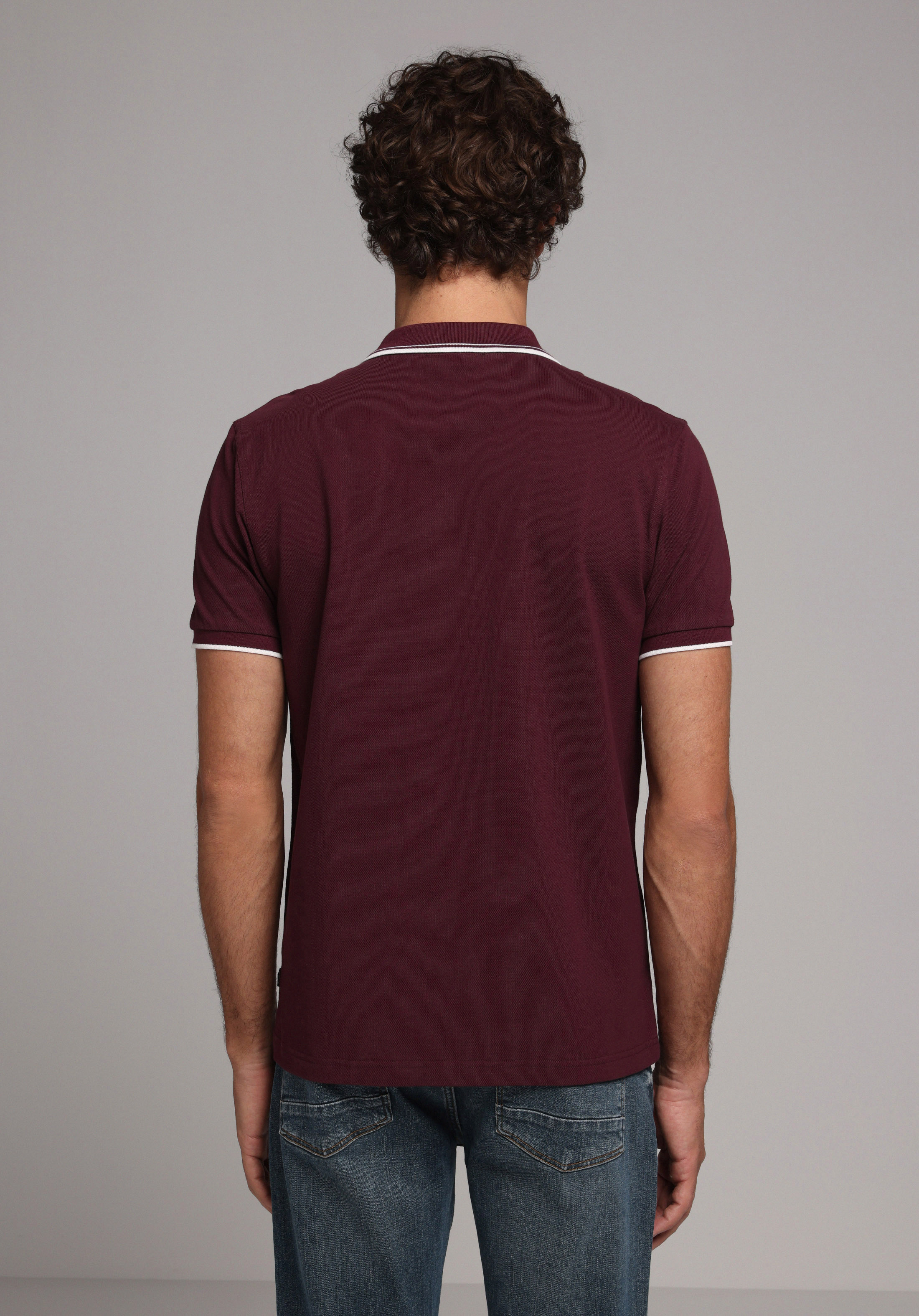 Regular Fit Polo Yaka Düz Erkek Mor Kısa Kol Tişört