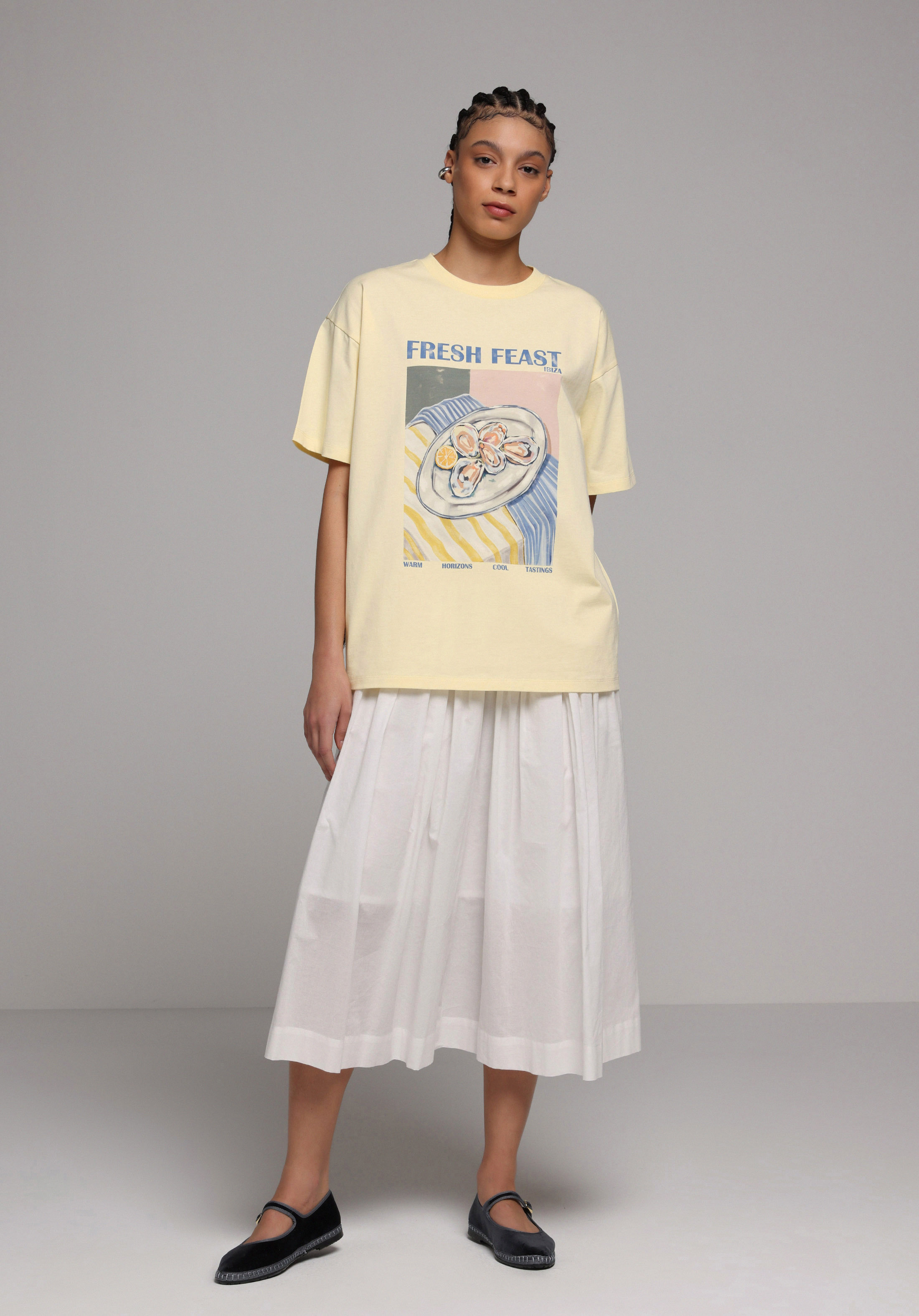 Midi Düz  Kadın Beyaz Etek