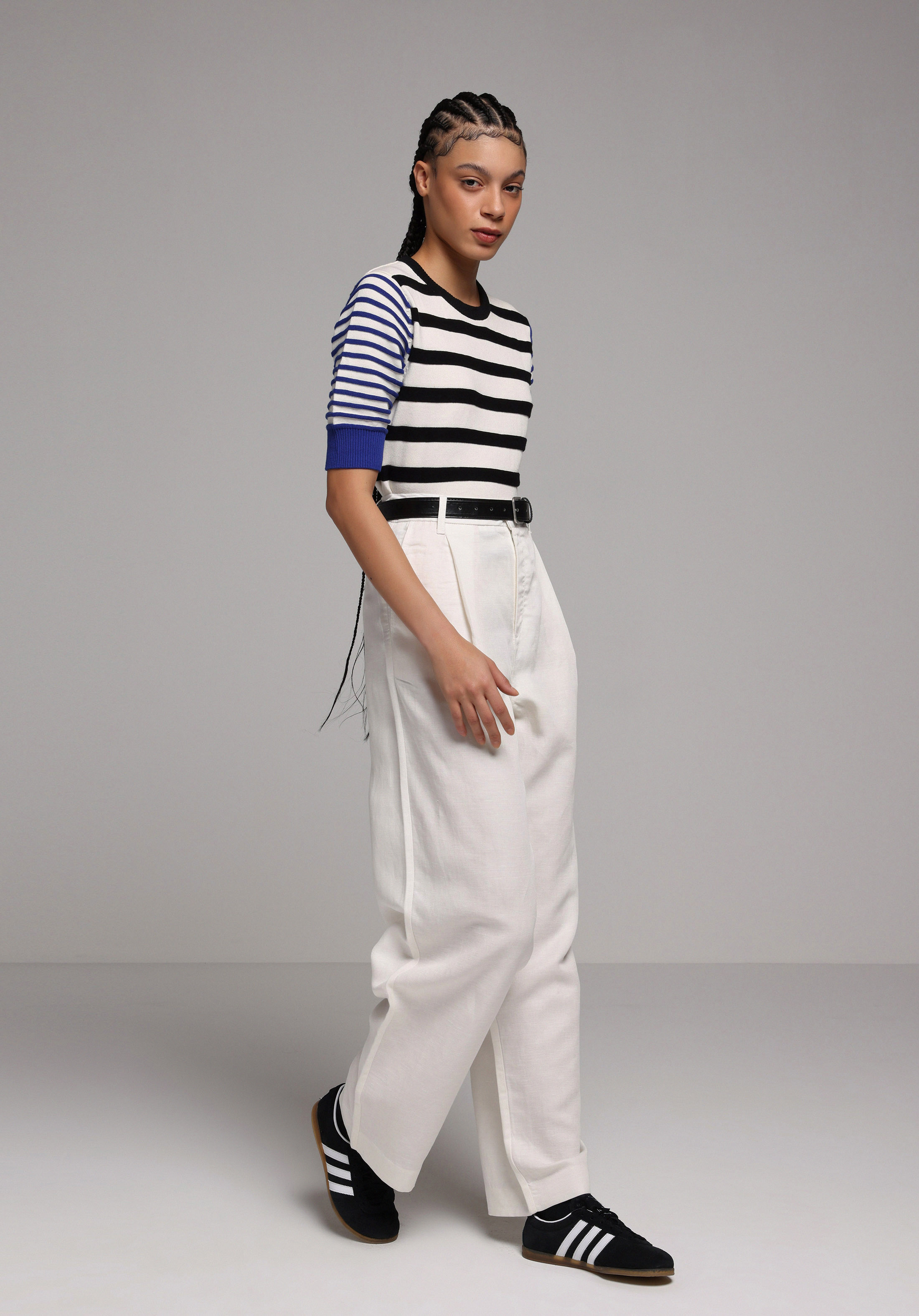 Regular Fit Yüksel Bel Geniş Paça Kadın Beyaz  Pantolon