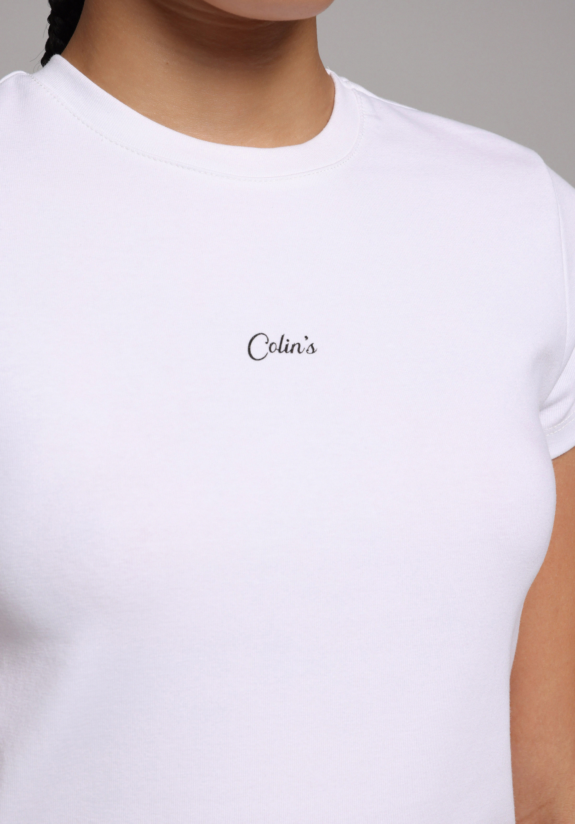 Slim Fit Yuvarlak Yaka Baskılı Kadın Beyaz Kısa Kol Tişört