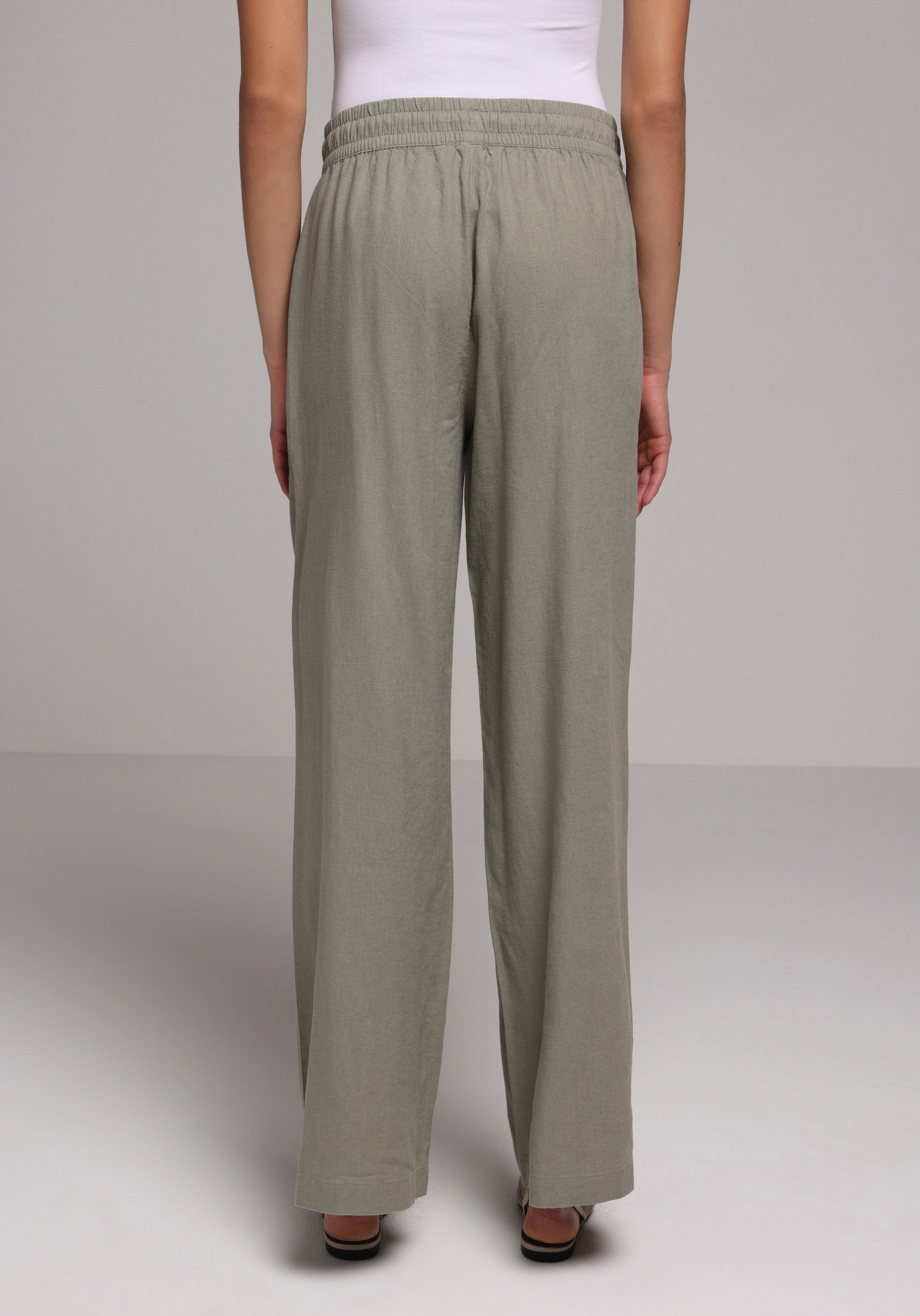 Regular Fit Yüksel Bel Geniş Paça Kadın Yeşil  Pantolon