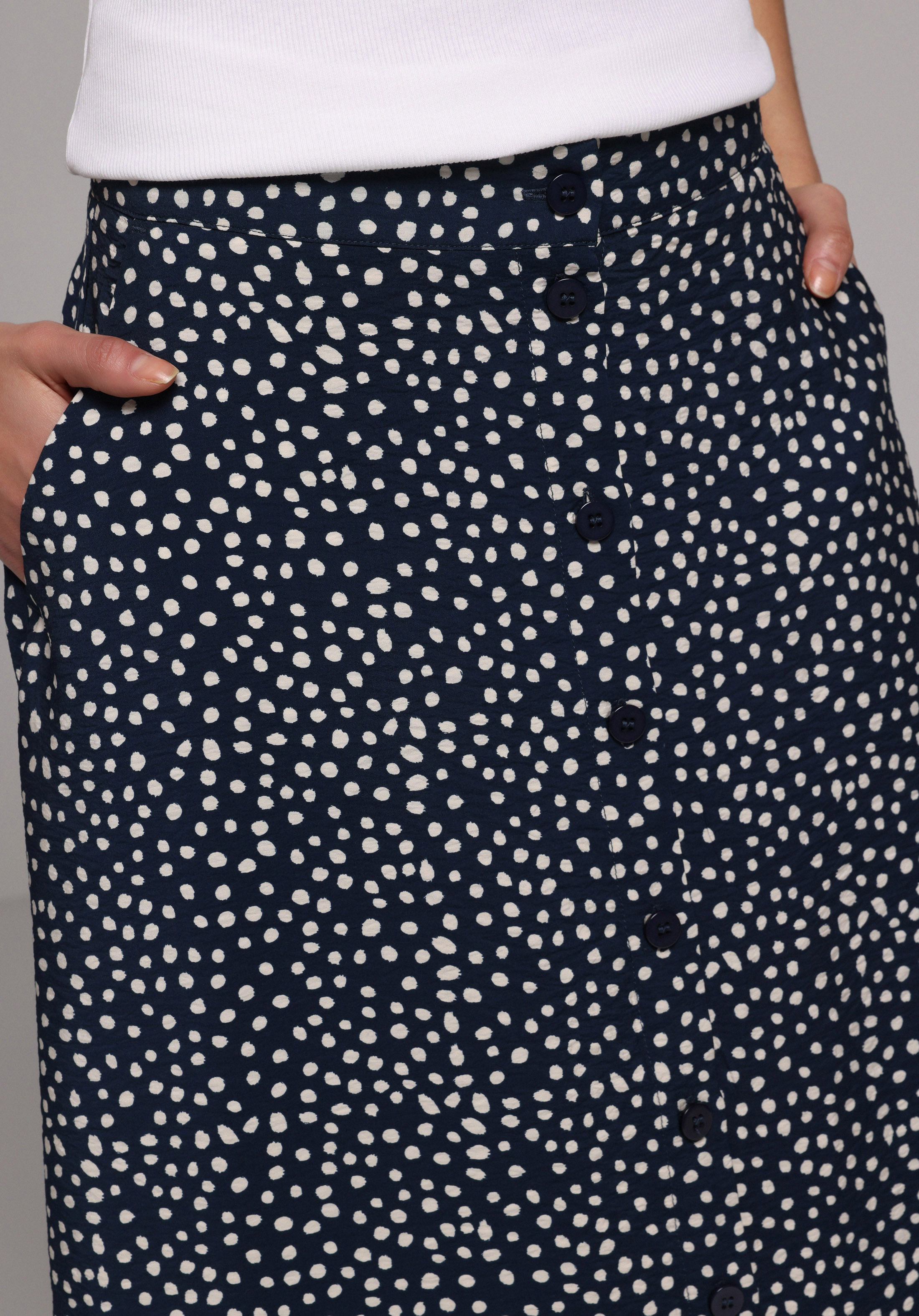 Maxi Length Metraj Baskılı Düğmeli Kadın Lacivert Etek