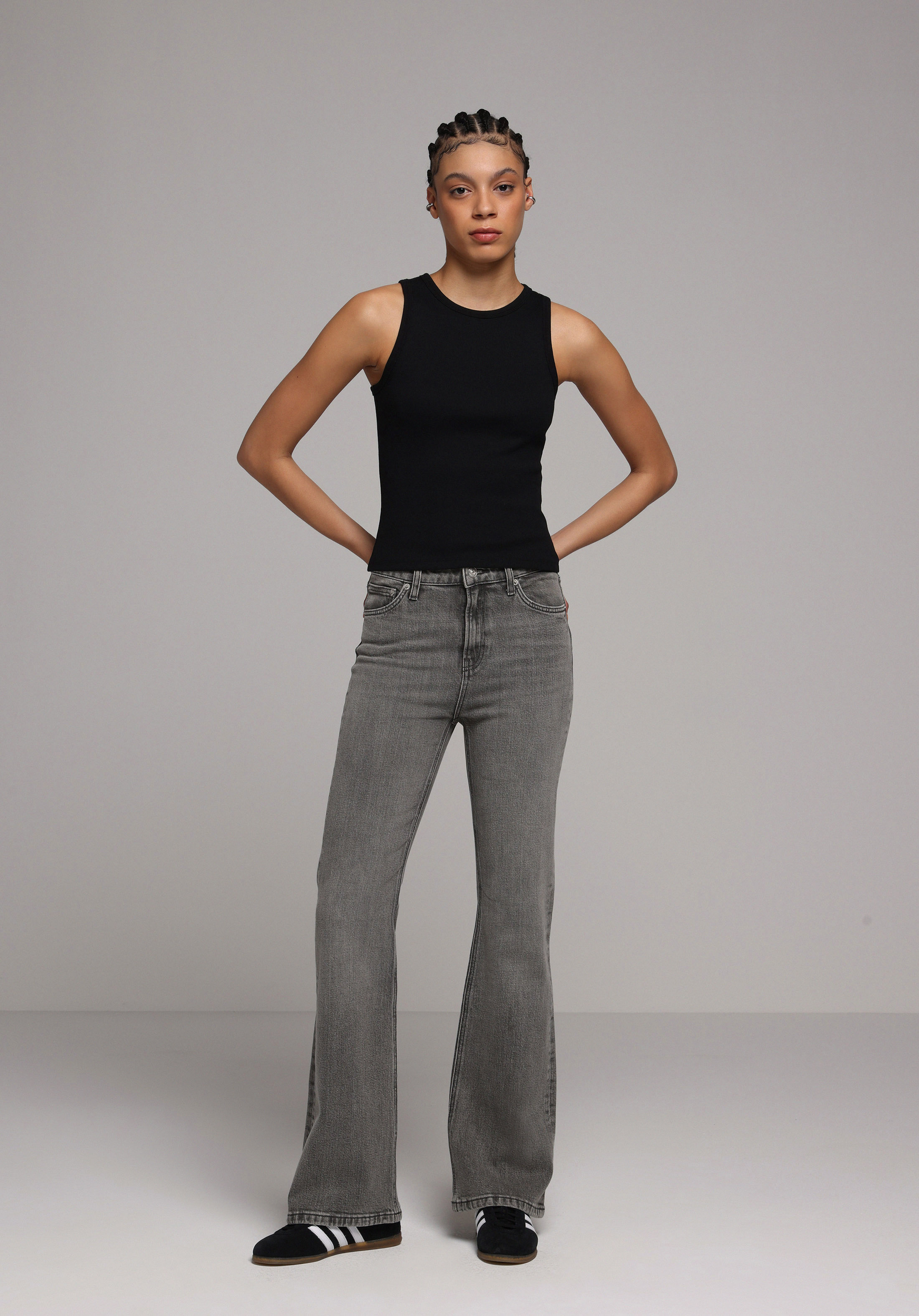 Regular Fit Orta Bel Bootcut Kadın Grey Denim Jean Pantolon