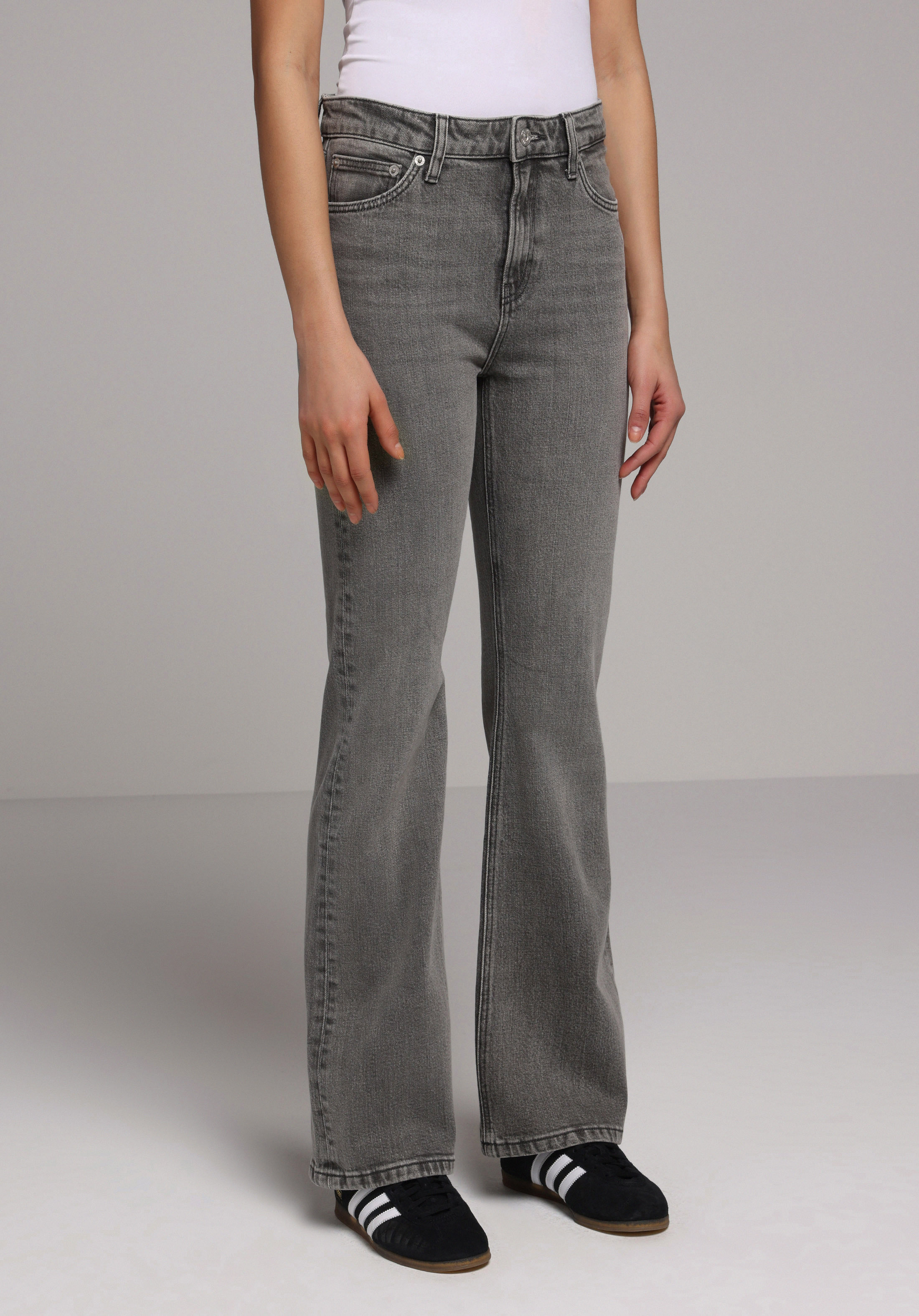 Regular Fit Orta Bel Bootcut Kadın Grey Denim Jean Pantolon