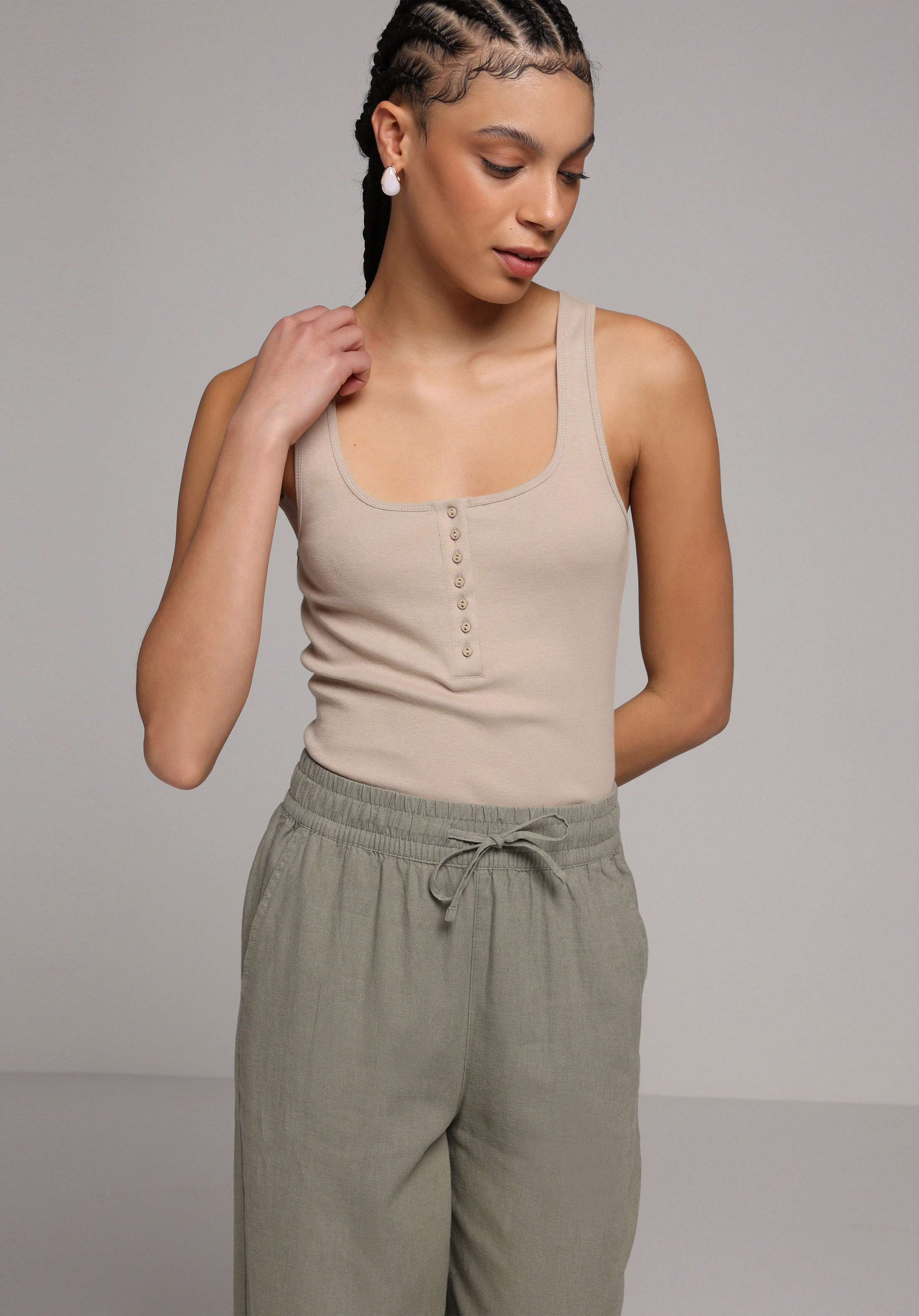 Slim Fit   Kadın Bej Atlet