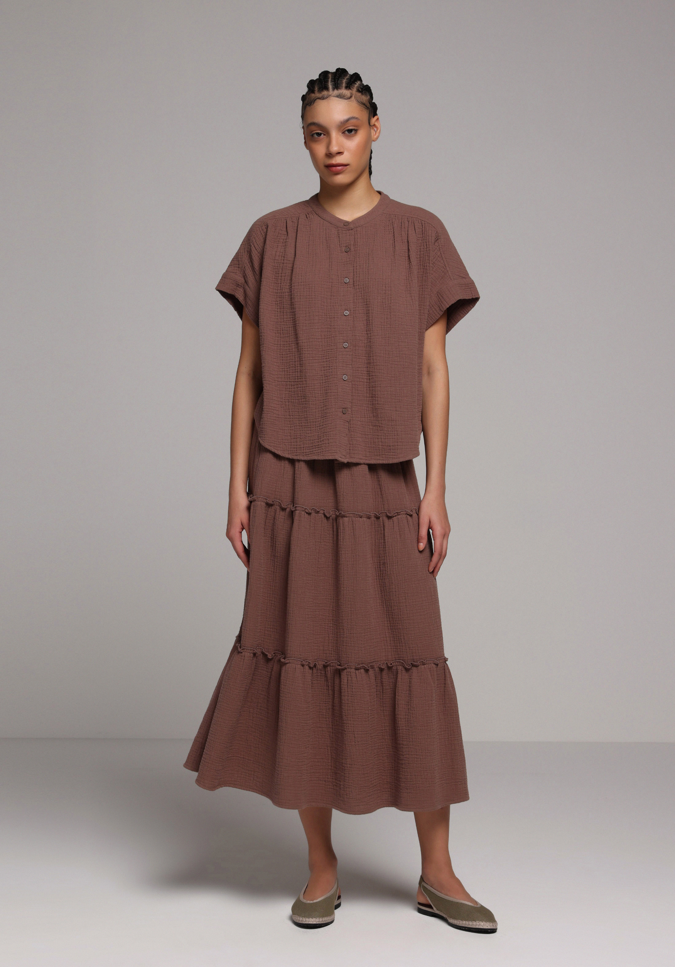 Maxi Length Düz  Kadın Kahverengi Etek