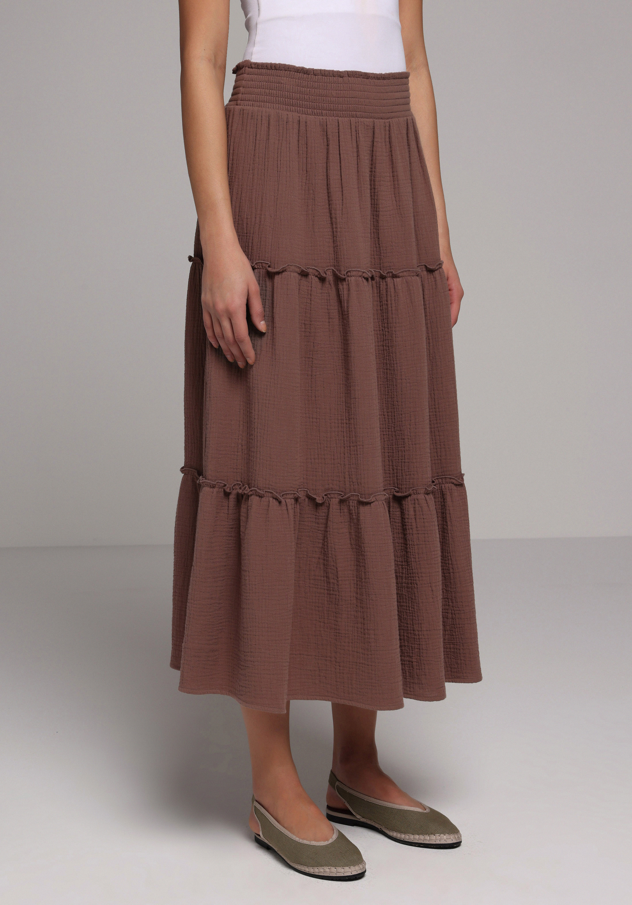 Maxi Length Düz  Kadın Kahverengi Etek