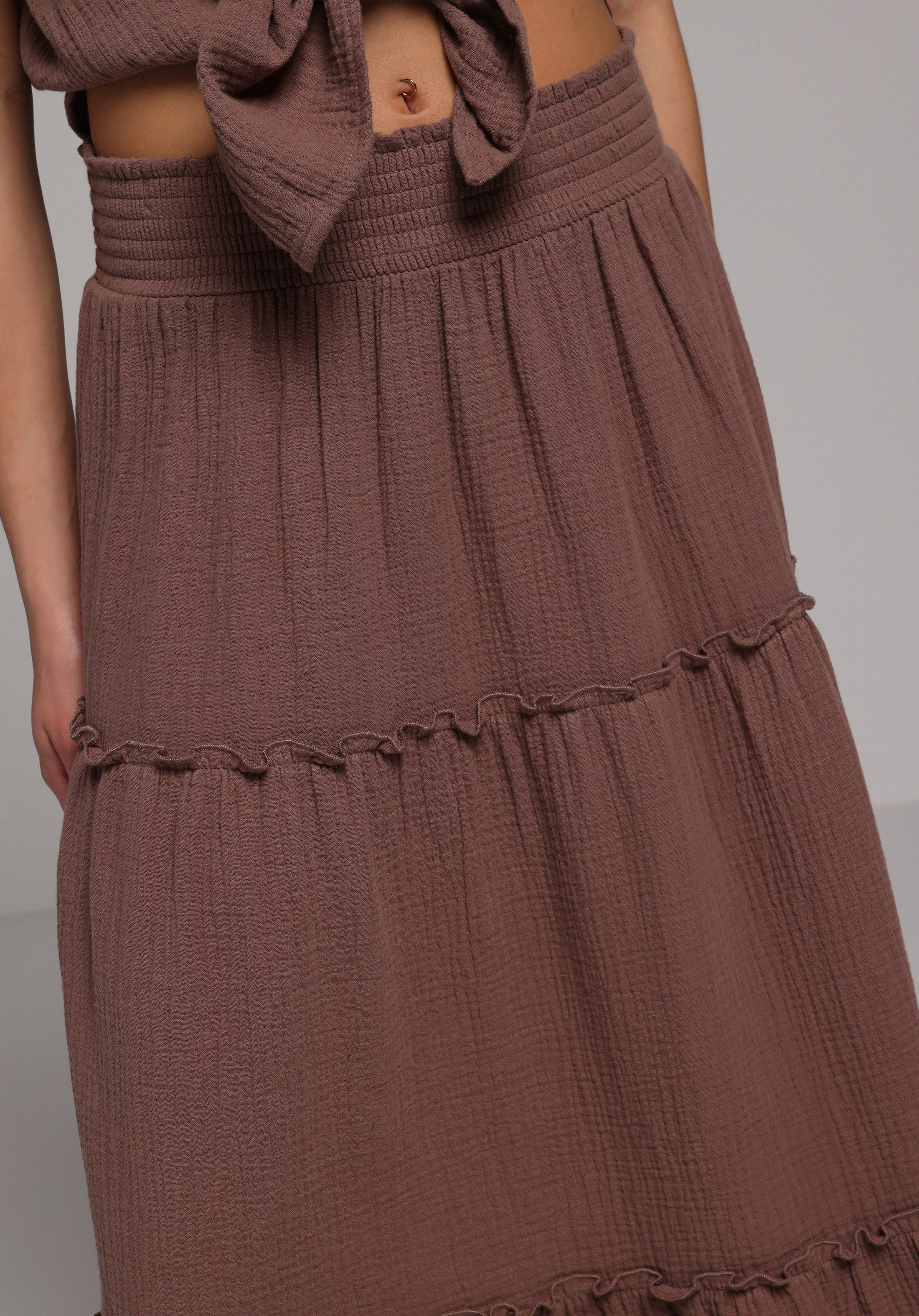 Maxi Length Düz  Kadın Kahverengi Etek