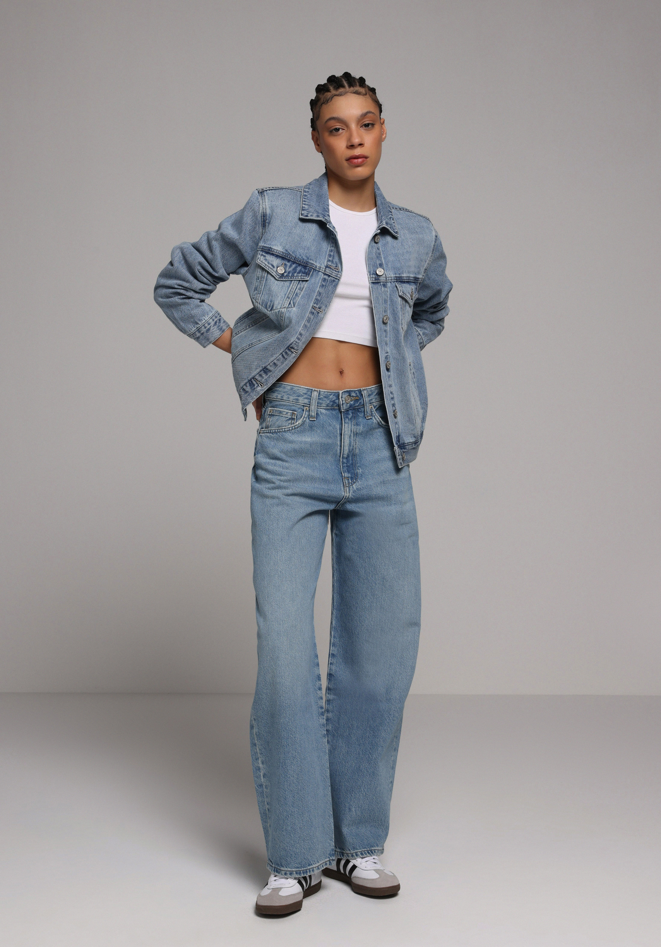 Baggy Fit   Kadın Light İndigo Denim Jean Pantolon