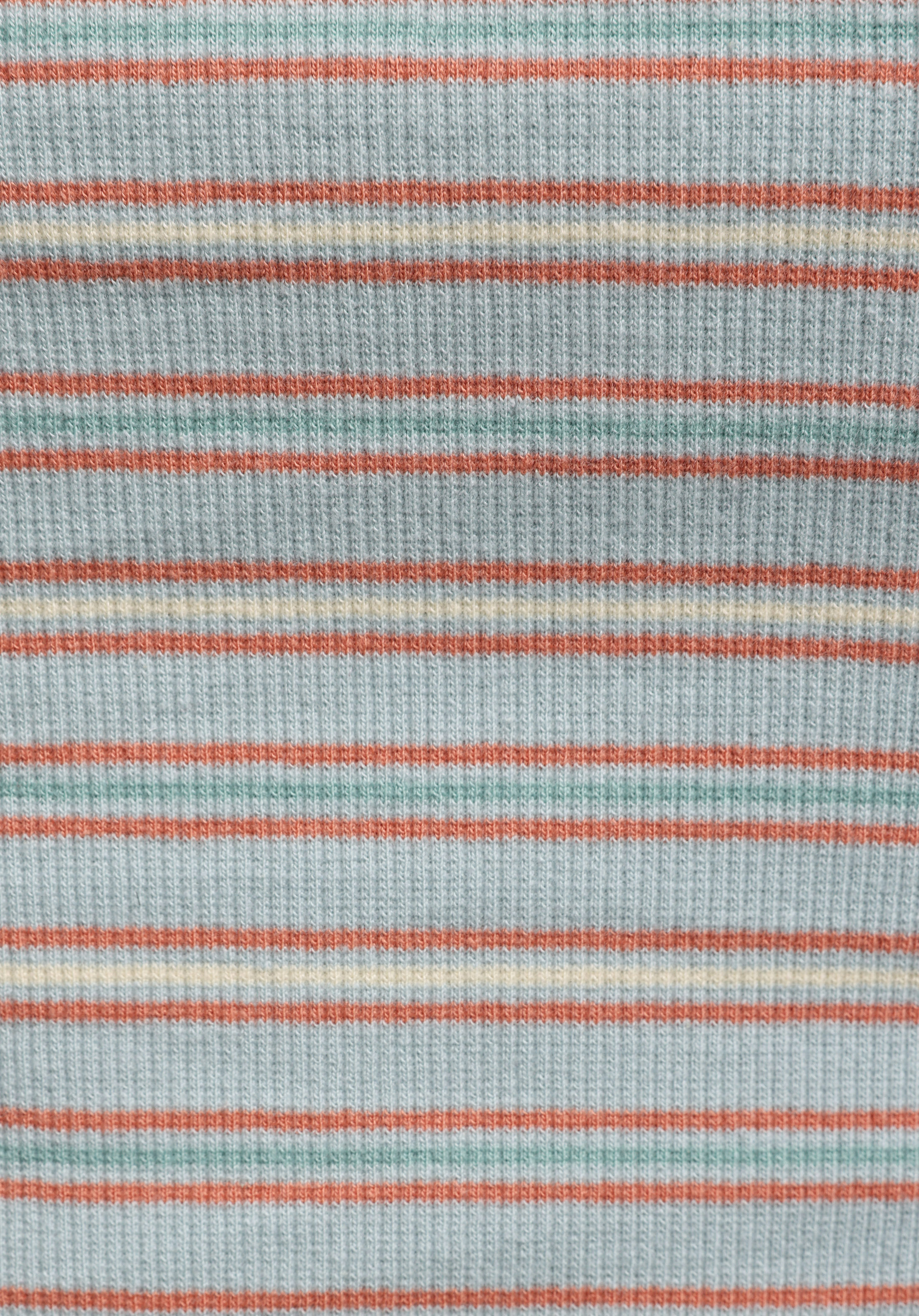 Slim Fit Yuvarlak Yaka Çizgili Kadın Çok Renkli Kısa Kol Tişört