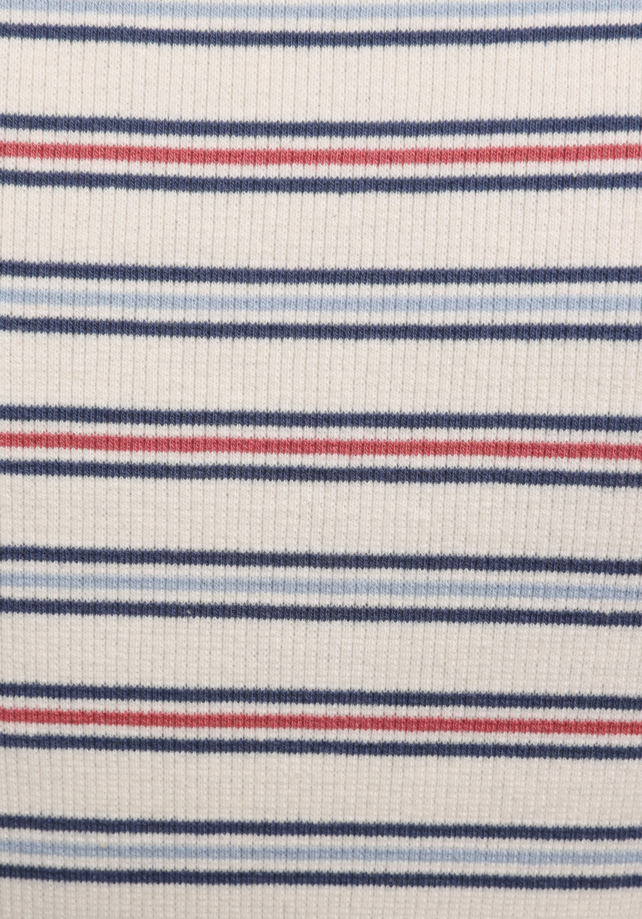 Slim Fit Yuvarlak Yaka Çizgili Kadın Çok Renkli Kısa Kol Tişört