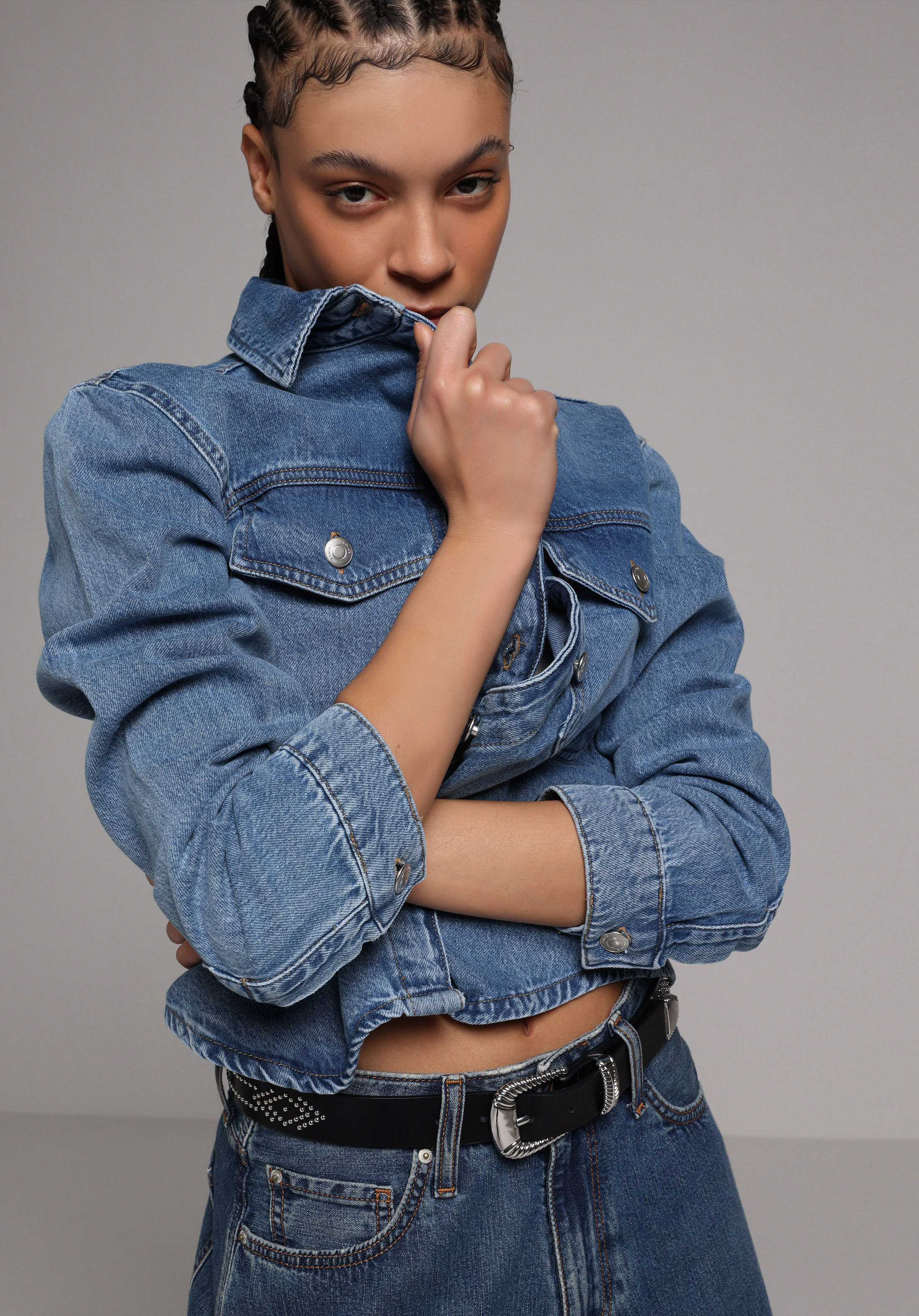 Regular Fit   Kadın Mid İndigo Denim Shacket