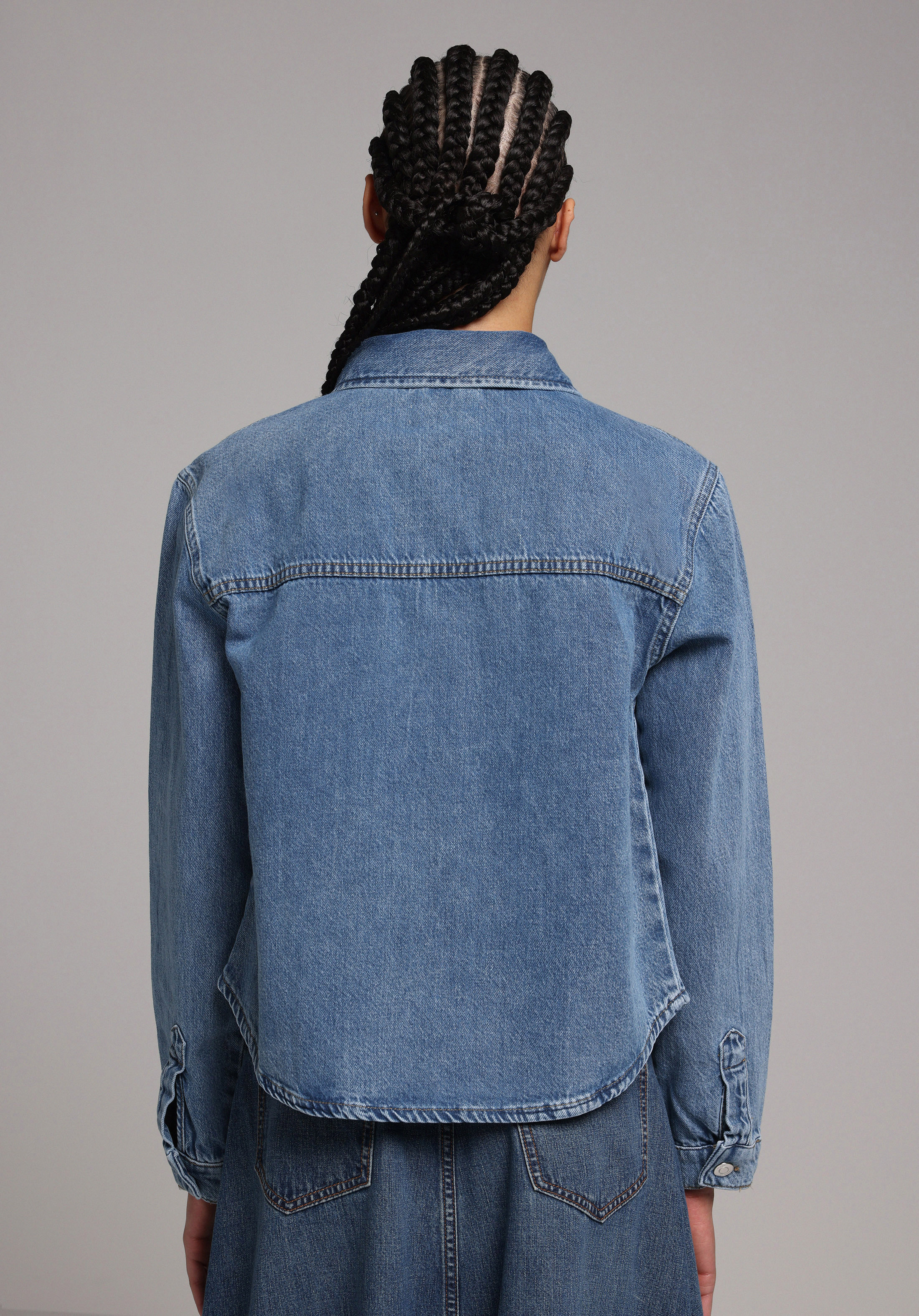 Regular Fit   Kadın Mid İndigo Denim Shacket