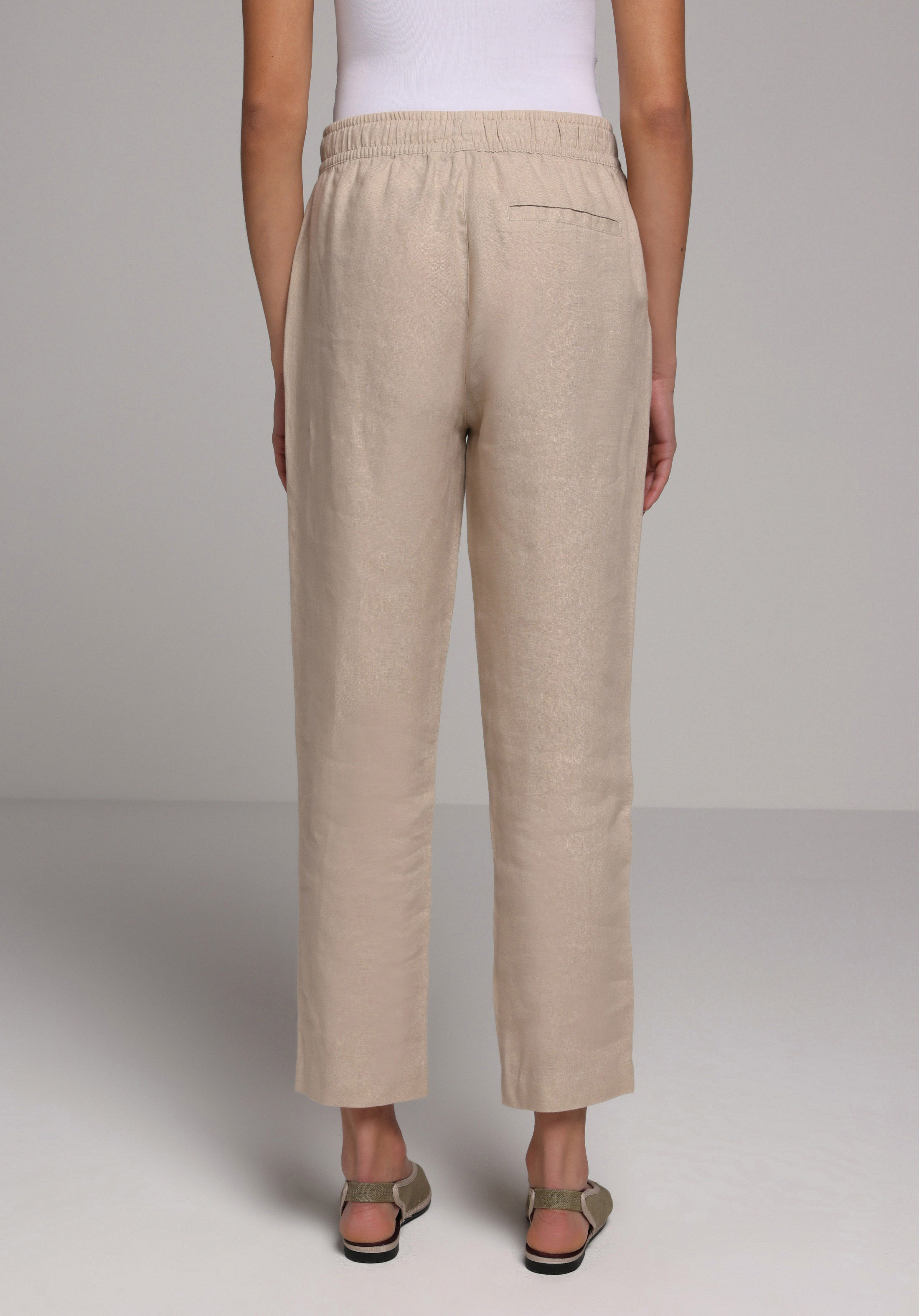 Regular Fit Yüksel Bel Düz Paça Kadın Bej  Pantolon