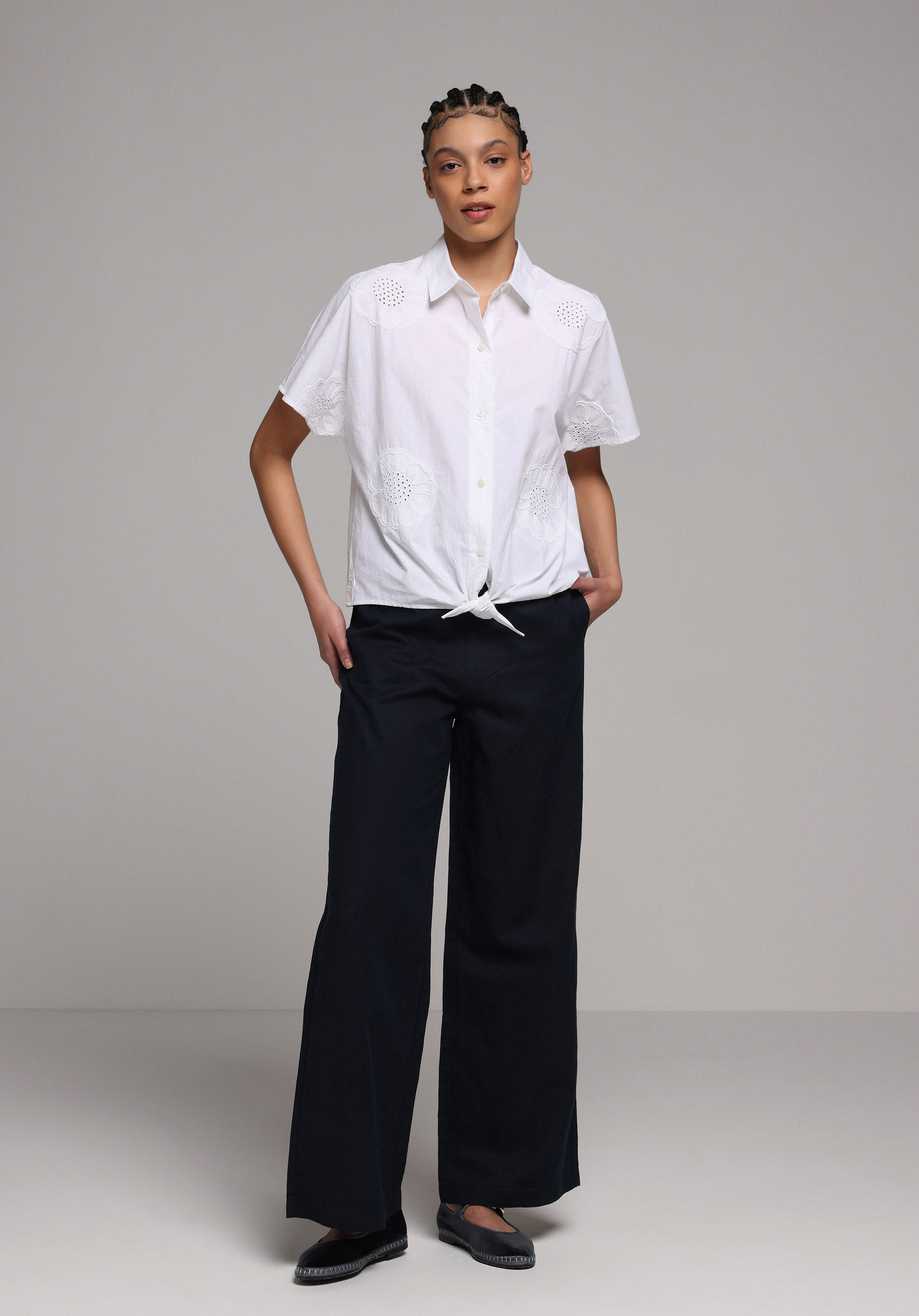 Regular Fit Yüksel Bel Geniş Paça Kadın Lacivert  Pantolon