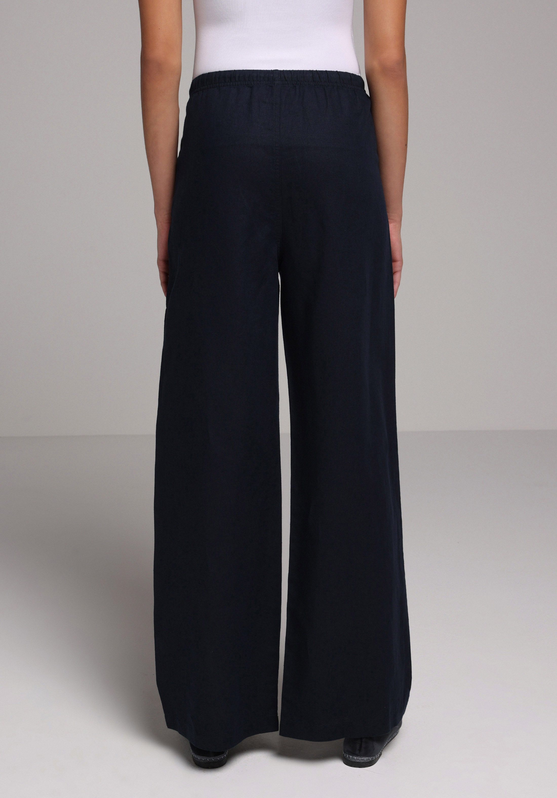 Regular Fit Yüksel Bel Geniş Paça Kadın Lacivert  Pantolon