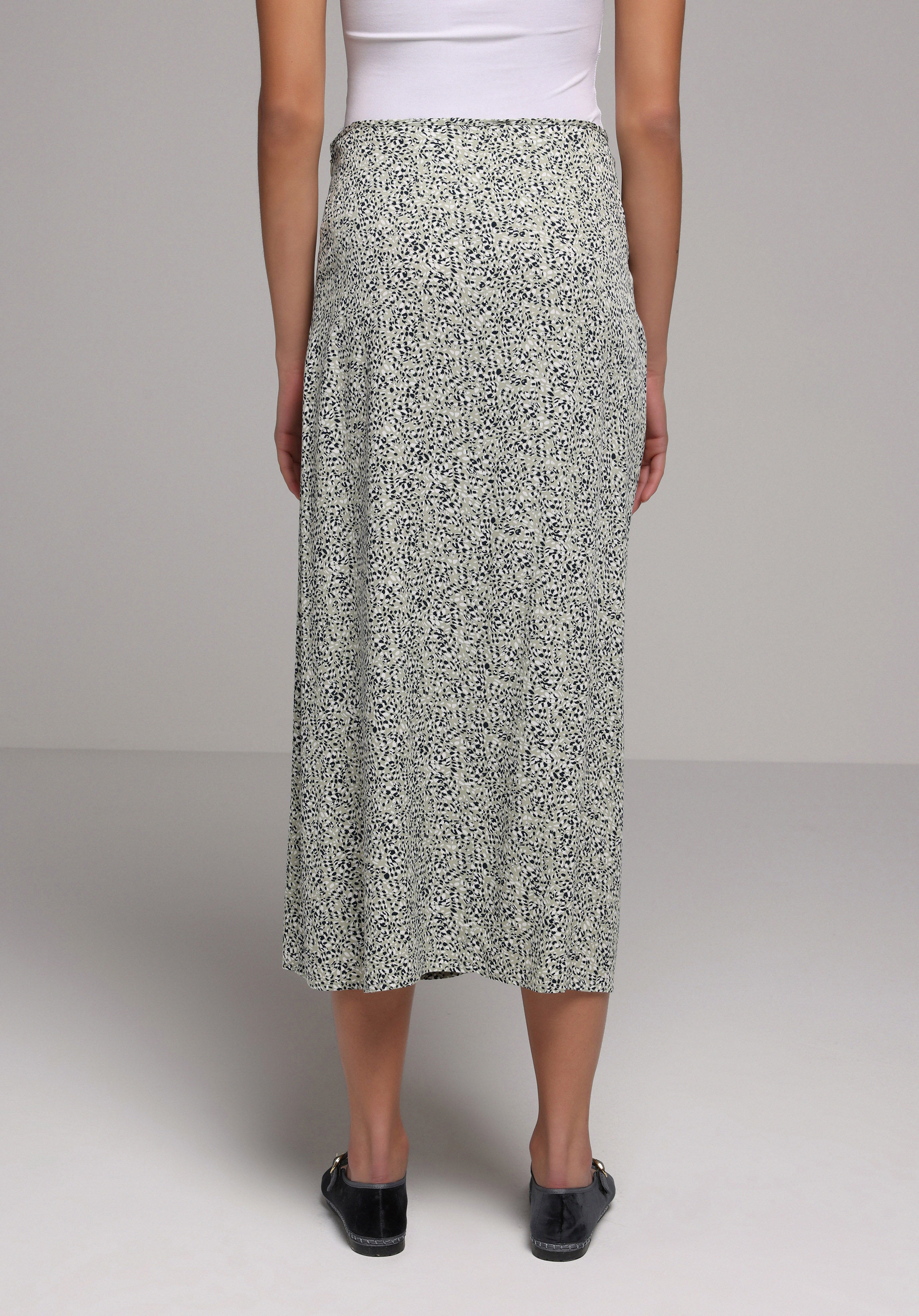 Midi Metraj Baskılı  Kadın Yeşil Etek