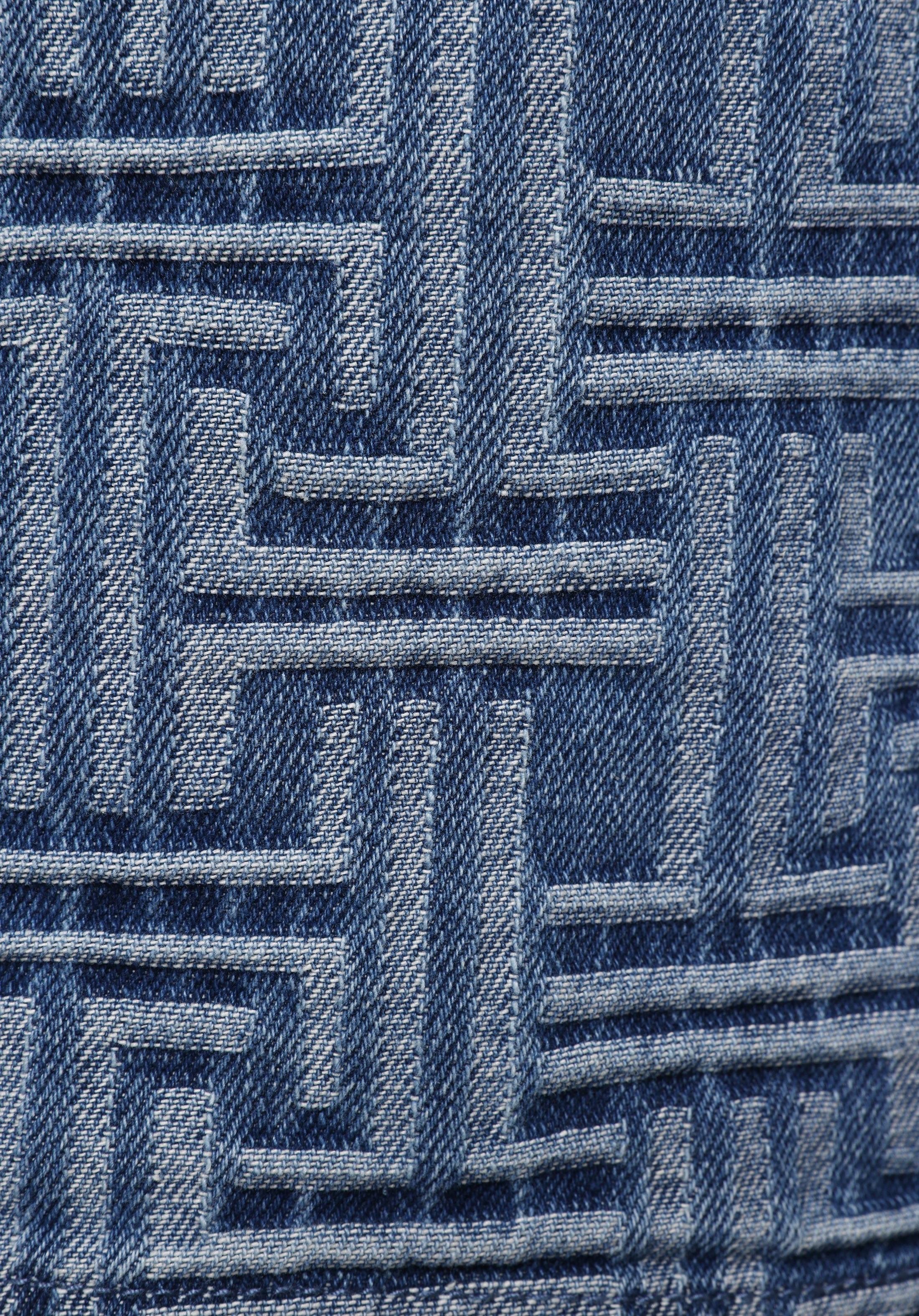 Slim Fit Jakarlı Fermuarlı Kadın Mid İndigo Denim Etek