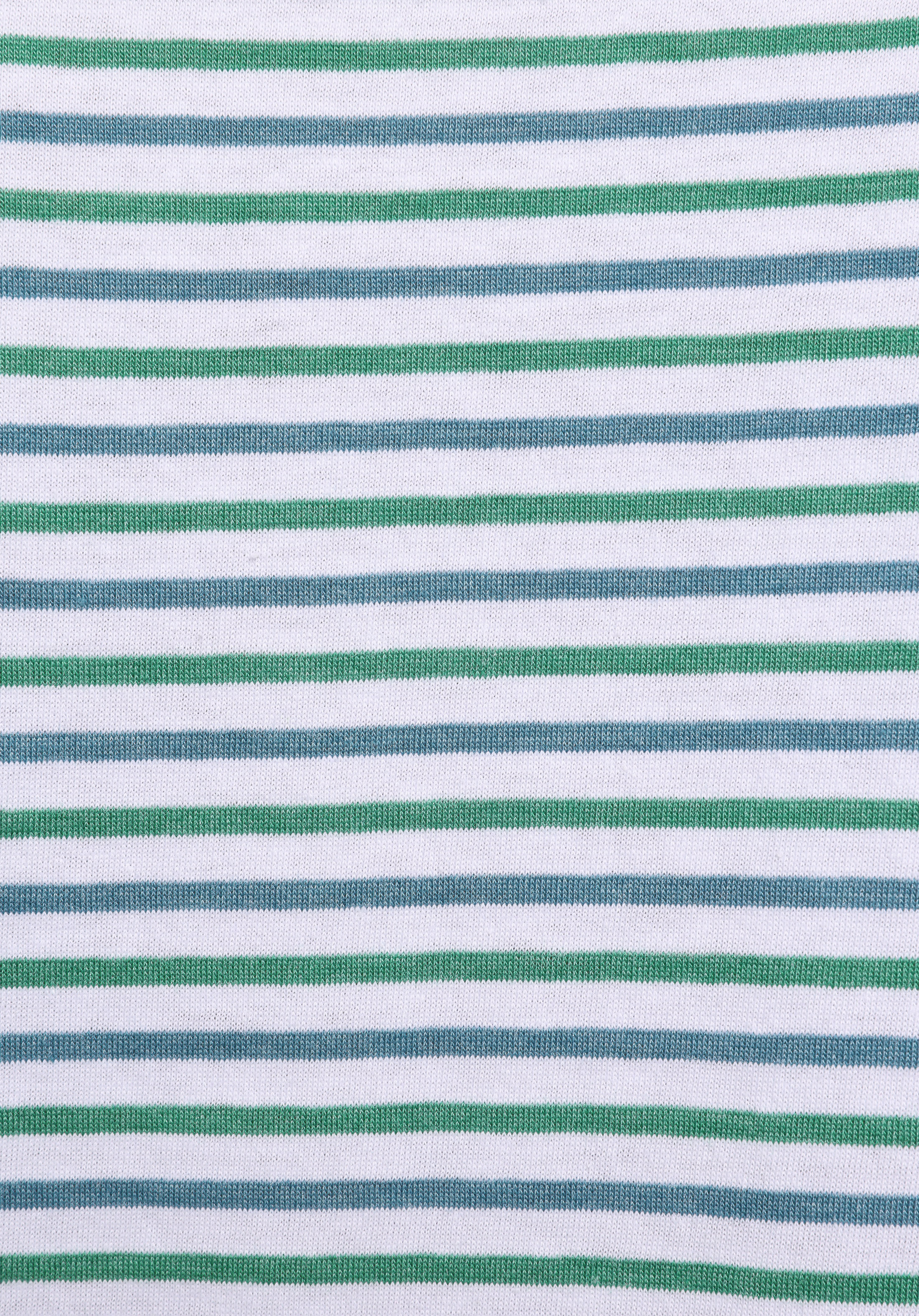 Regular Fit Yuvarlak Yaka Çizgili Kadın Yeşil Kısa Kol Tişört