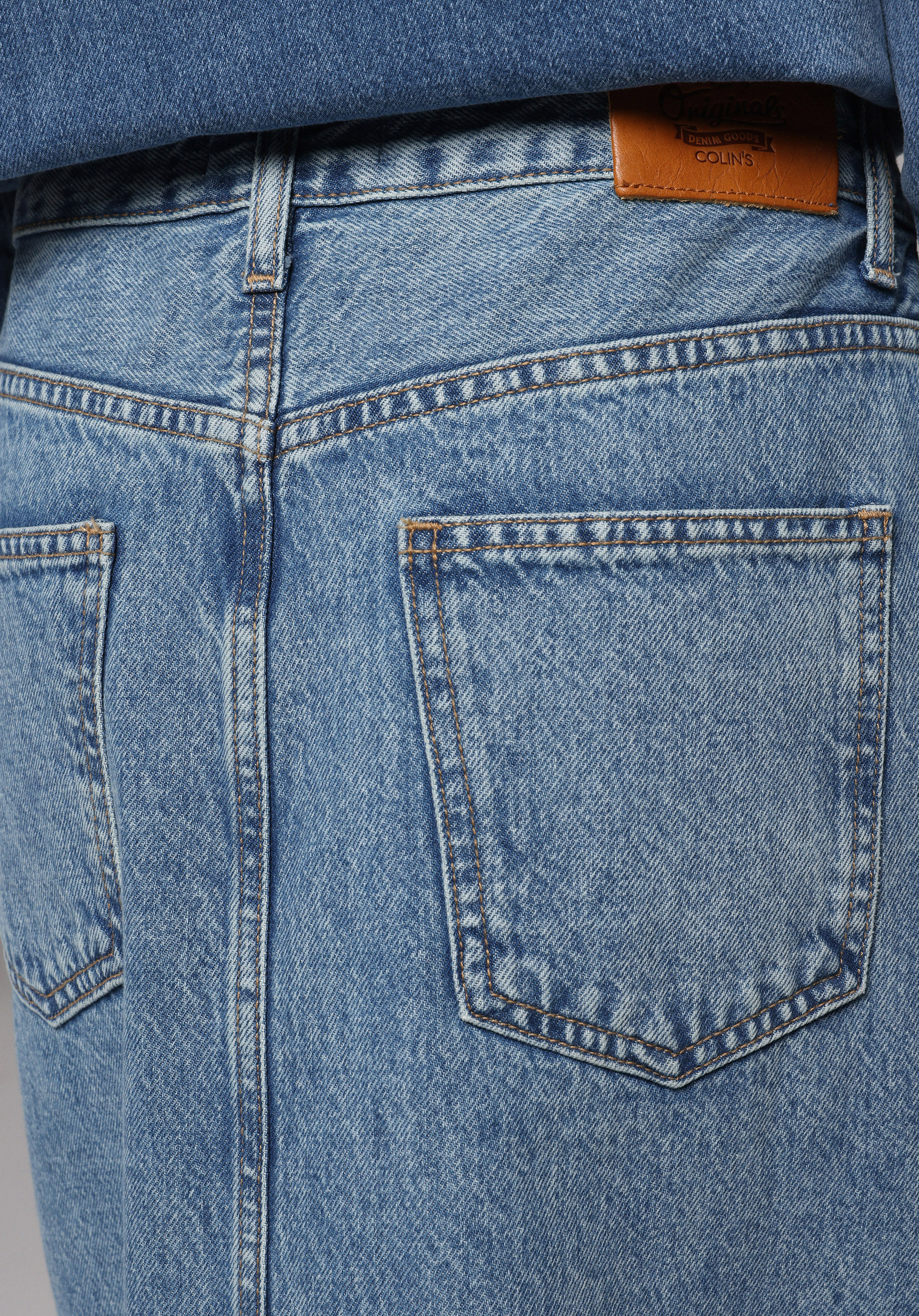 Slim Fit Düz Düğmeli Kadın Mid İndigo Denim Etek