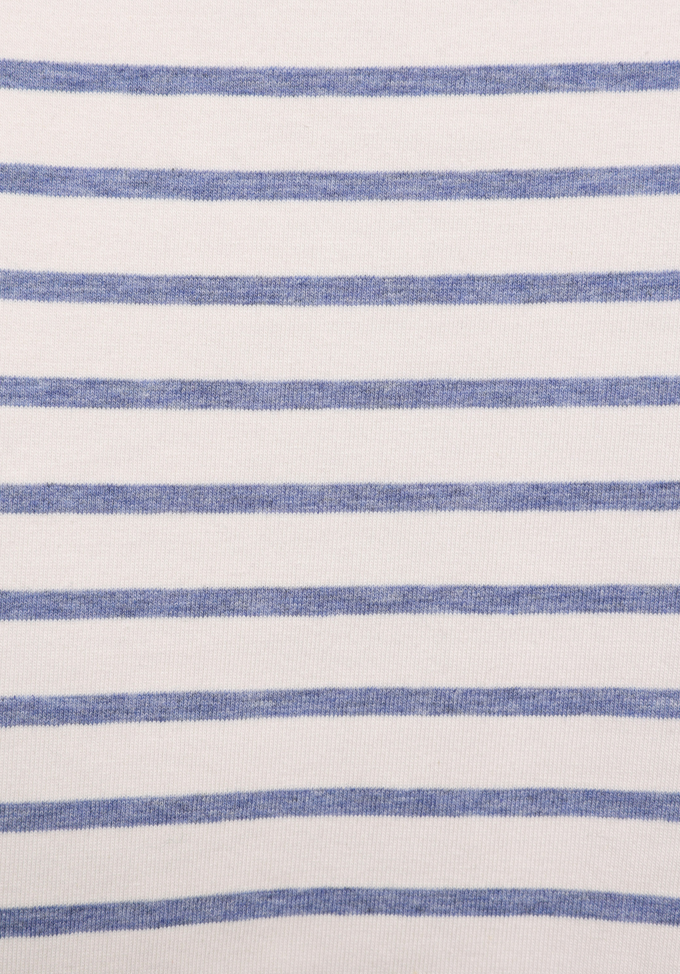 Regular Fit Yuvarlak Yaka Çizgili Kadın Mavi Kısa Kol Tişört