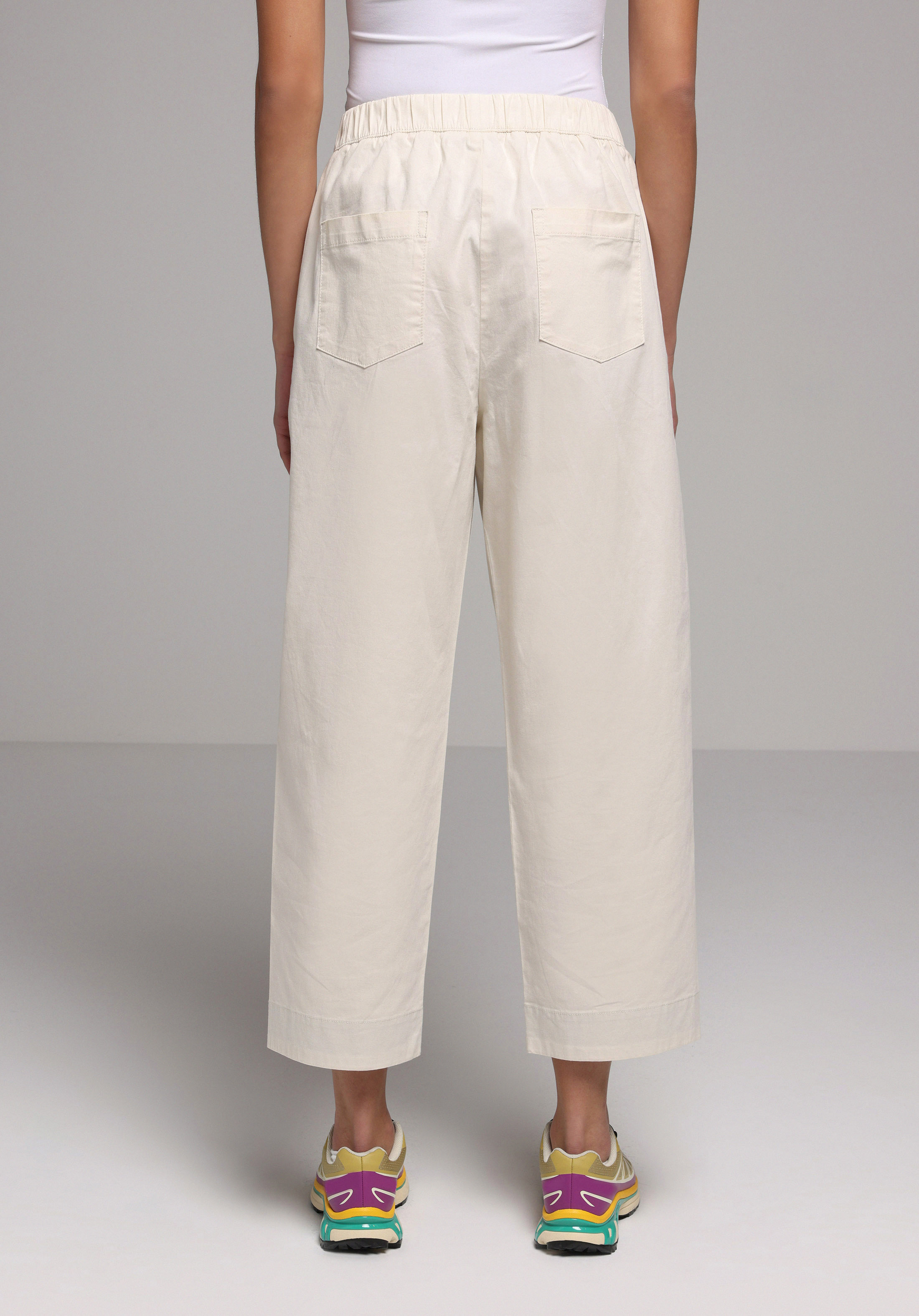 Regular Fit Yüksel Bel Geniş Paça Kadın Ekru  Pantolon