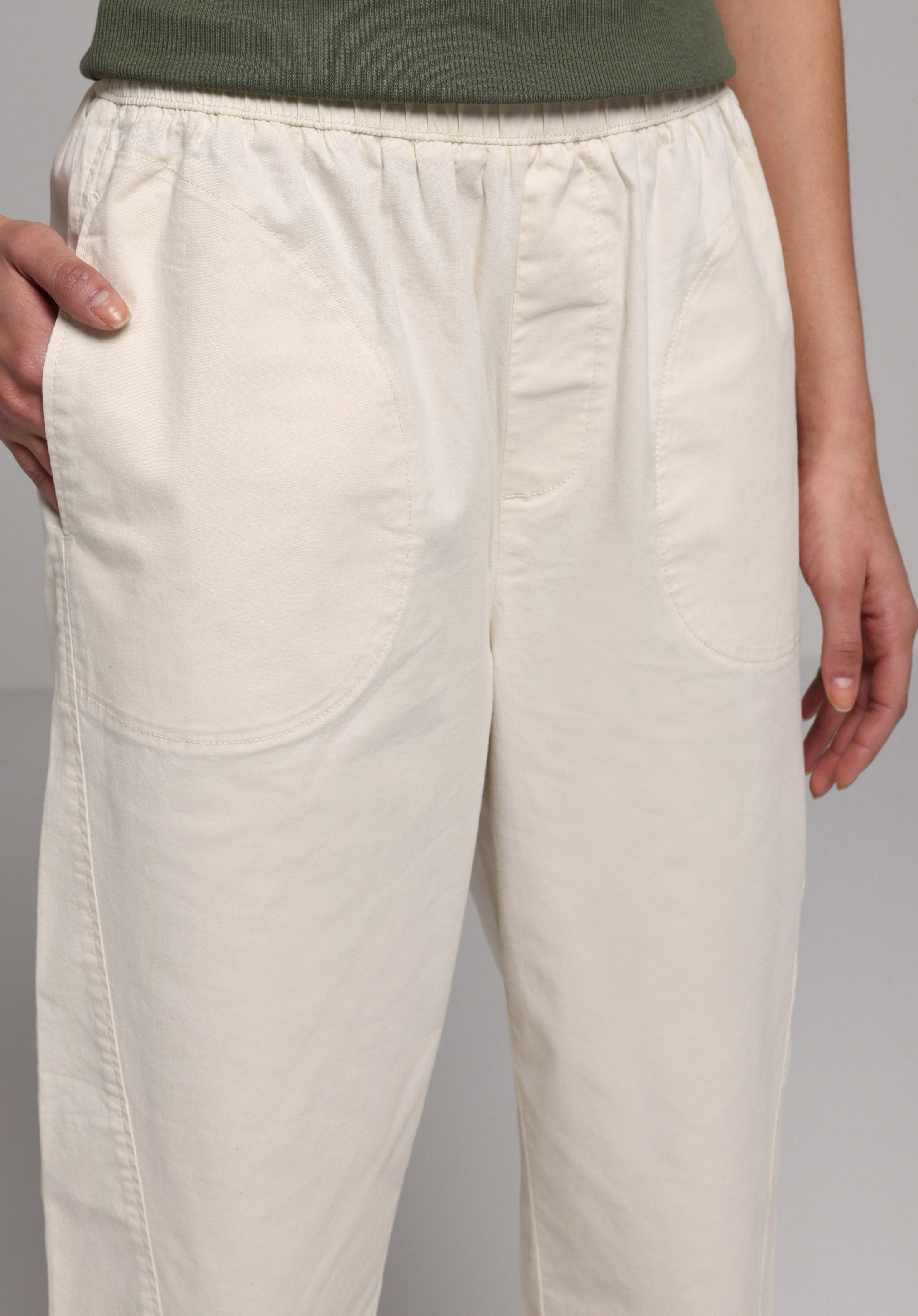 Regular Fit Yüksel Bel Geniş Paça Kadın Ekru  Pantolon