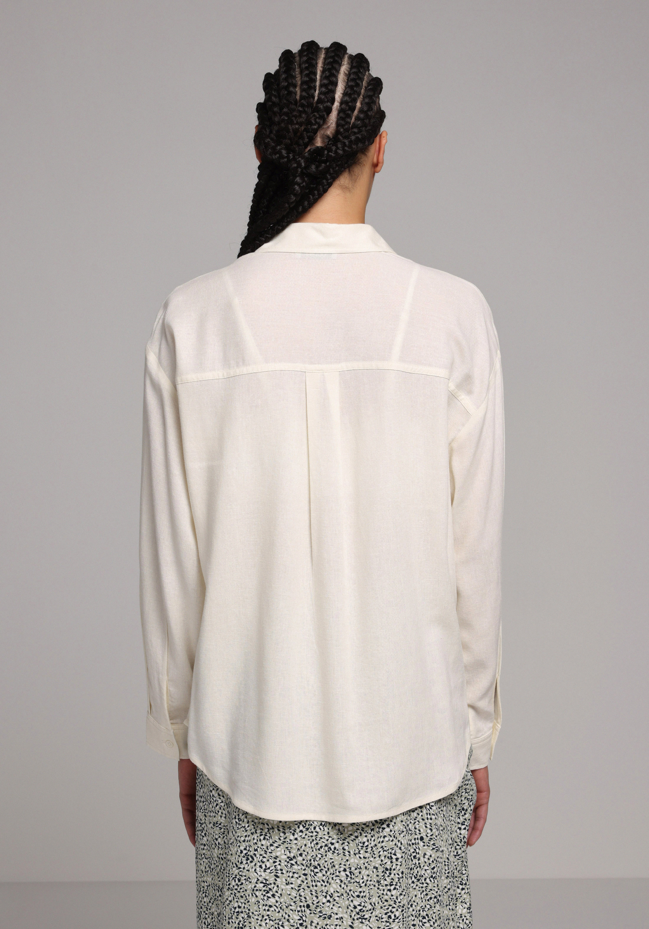 Boyfriend Fit Shirt Neck Düz Kadın Sari Uzun Kol Gömlek