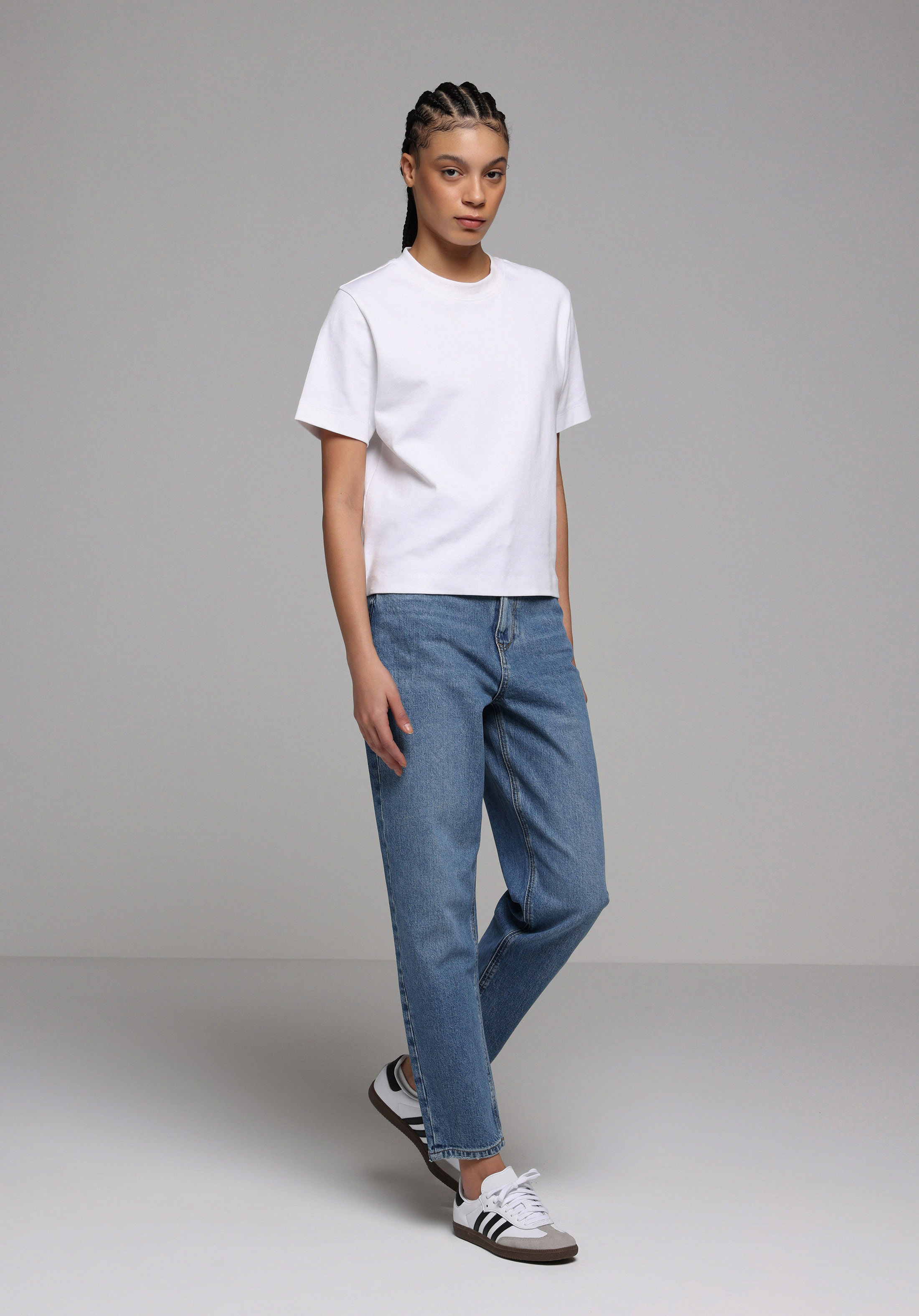 Mom Fit   Kadın Mid İndigo Denim Jean Pantolon