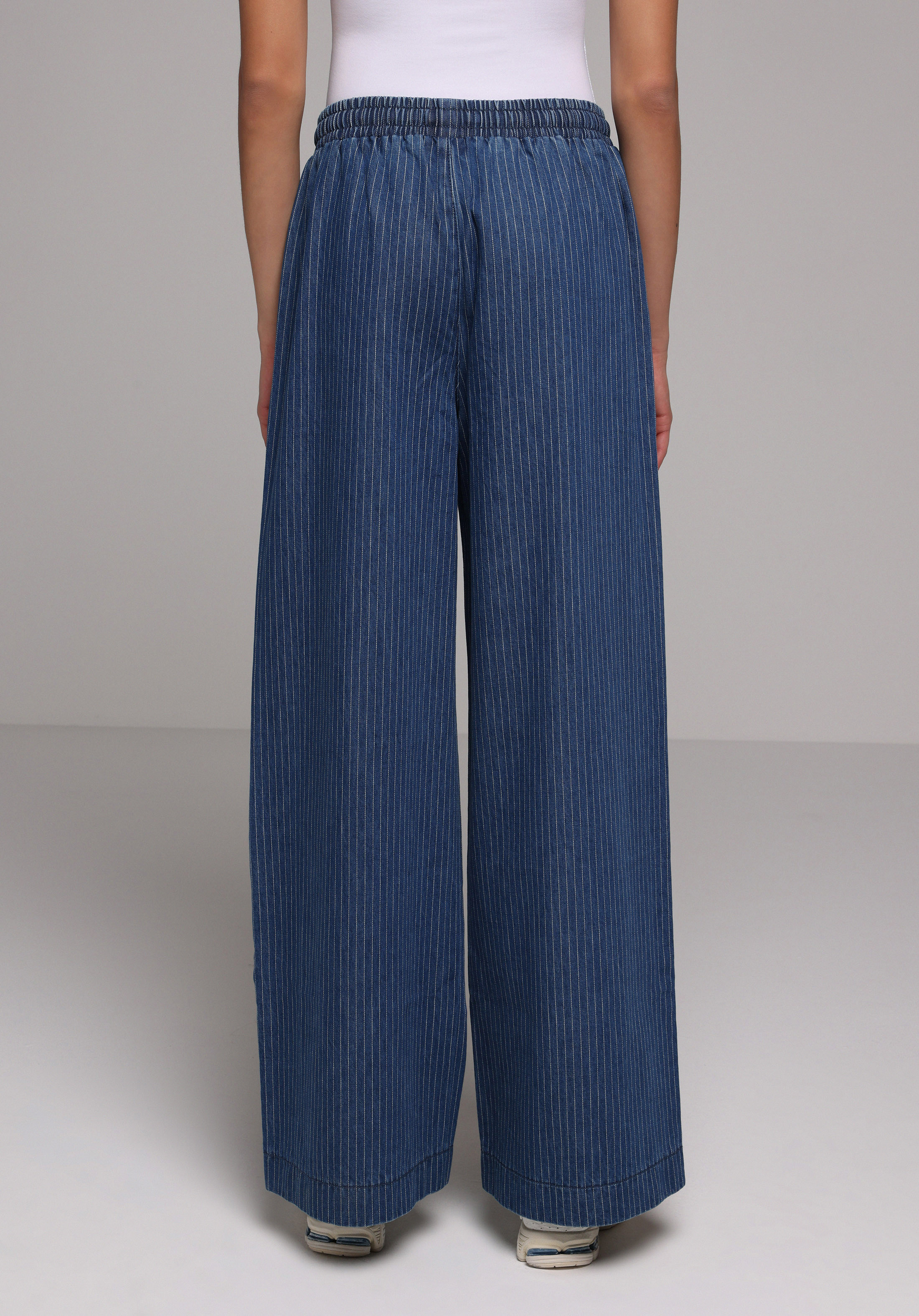 Loose Fit   Kadın Stripe Denim Jean Pantolon