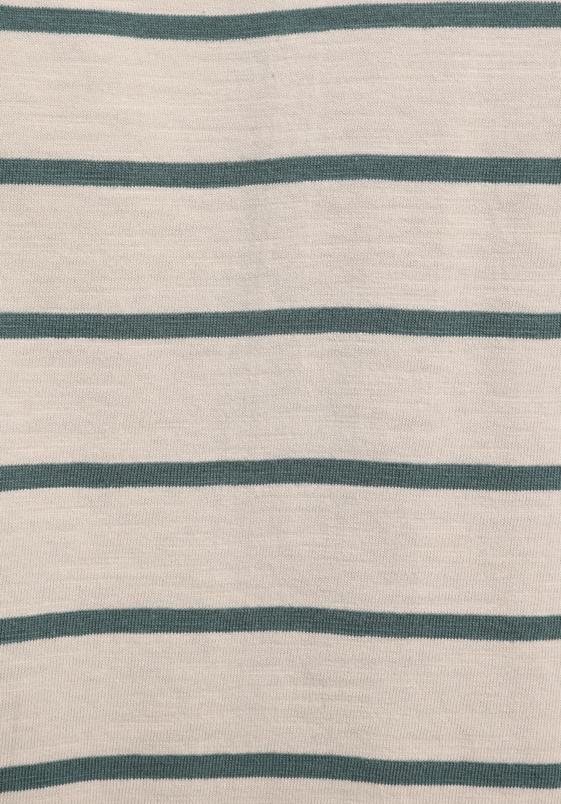 Regular Fit Yuvarlak Yaka Çizgili Erkek Bej Kısa Kol Tişört