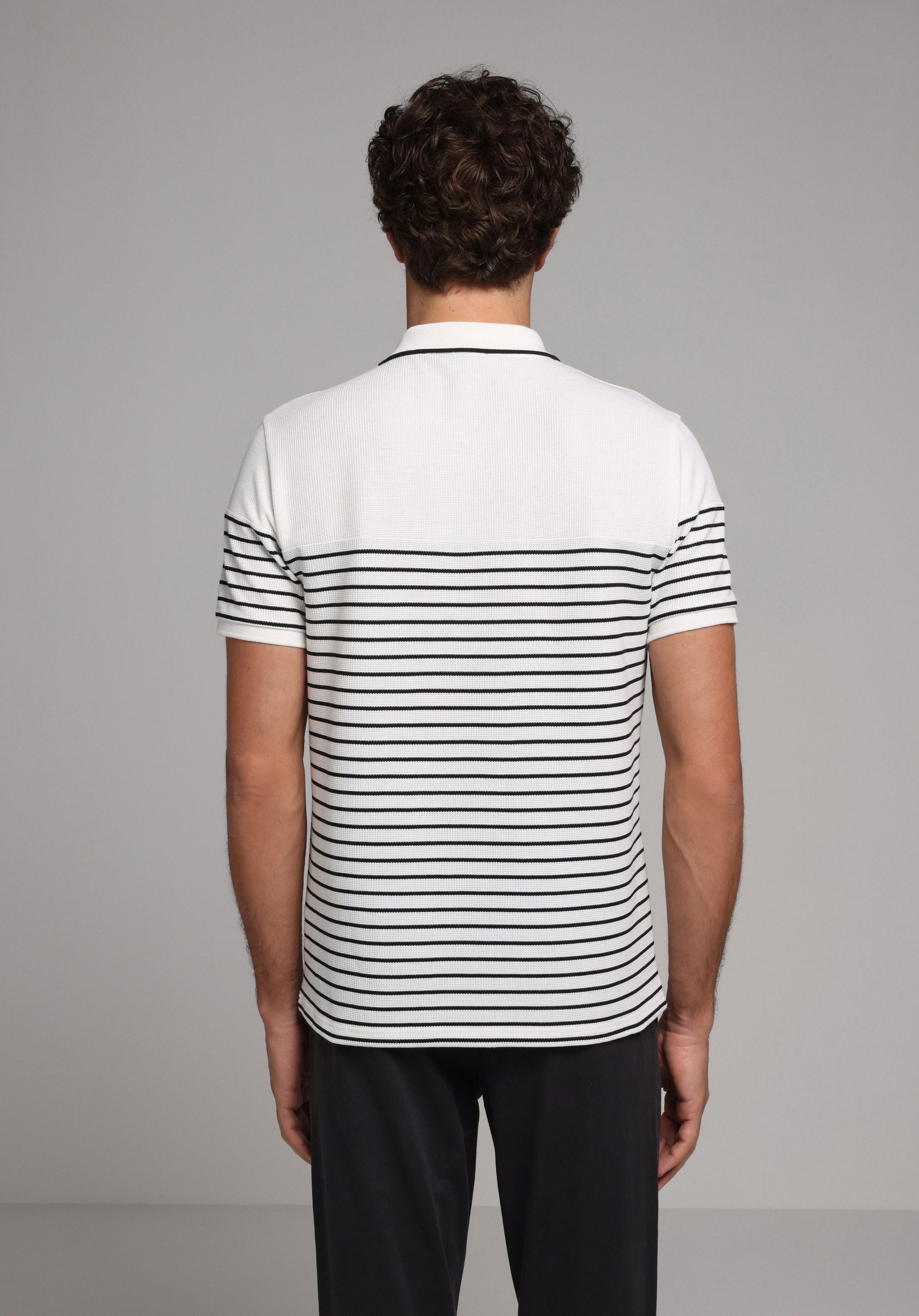 Regular Fit Polo Yaka Düz Erkek Beyaz Kısa Kol Tişört