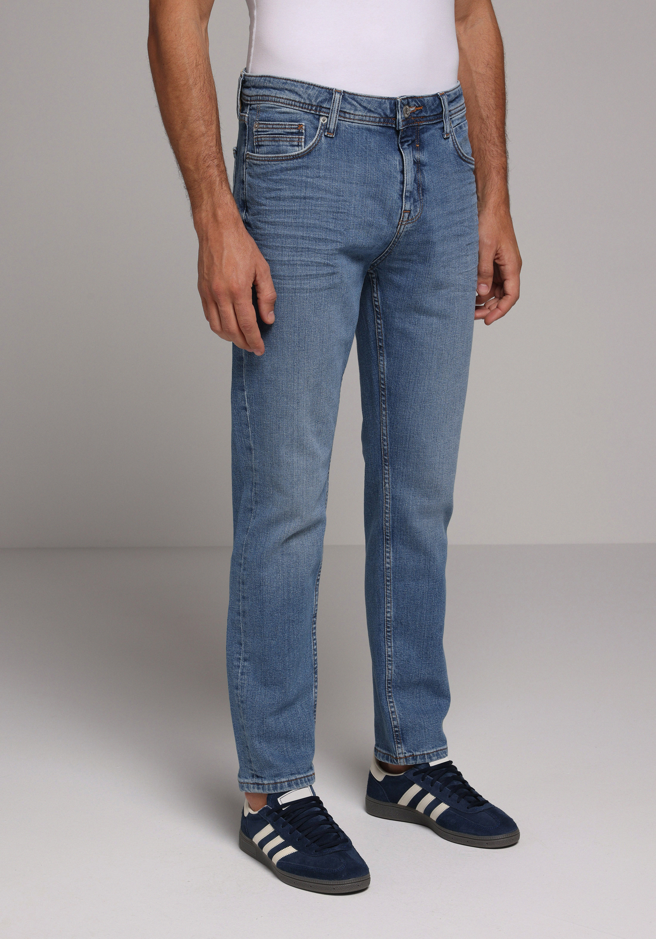 Regular Fit   Erkek Mid İndigo Denim Jean Pantolon