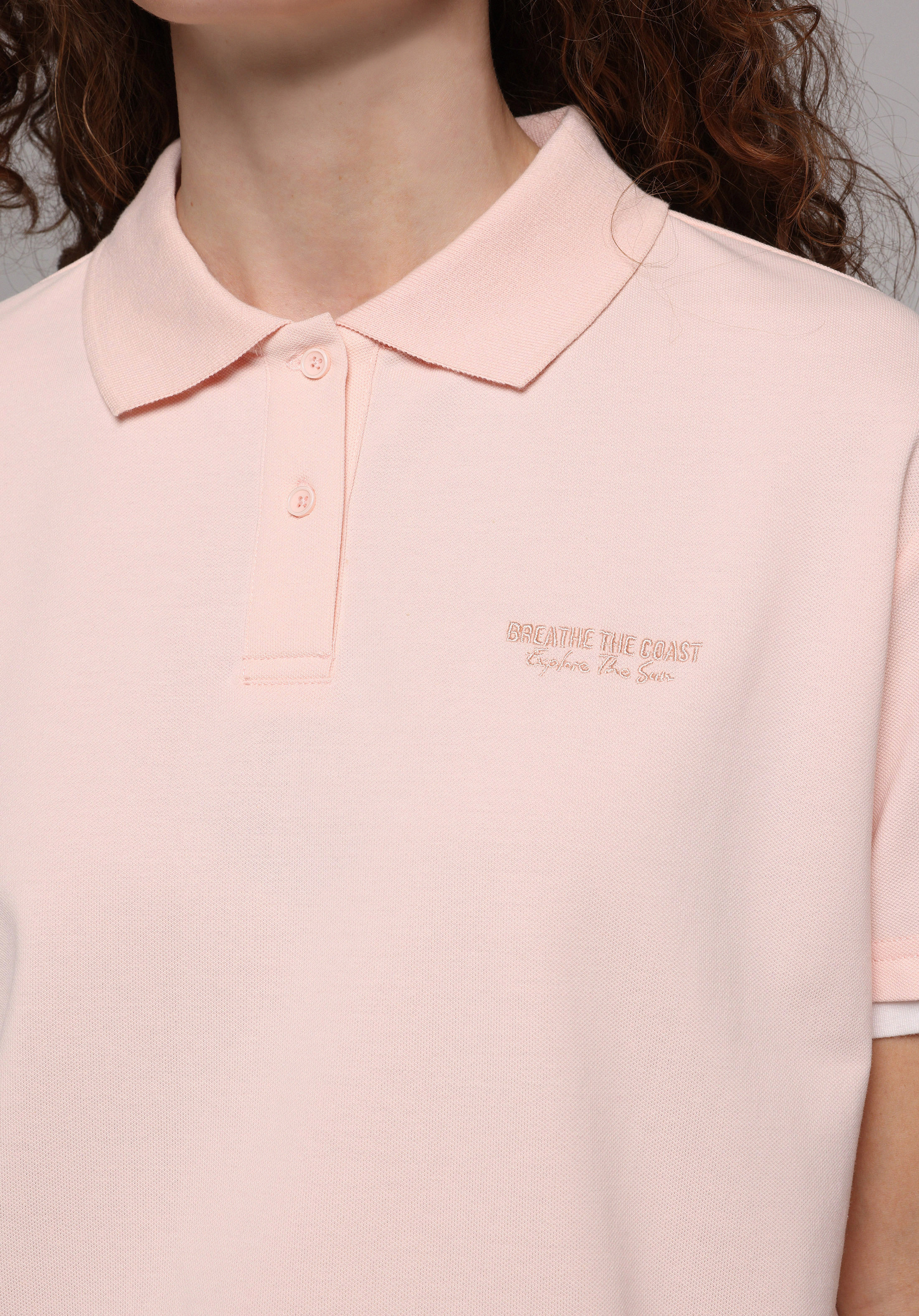 Regular Fit Yuvarlak Yaka Nakışlı Kadın Pembe Kısa Kol Tişört