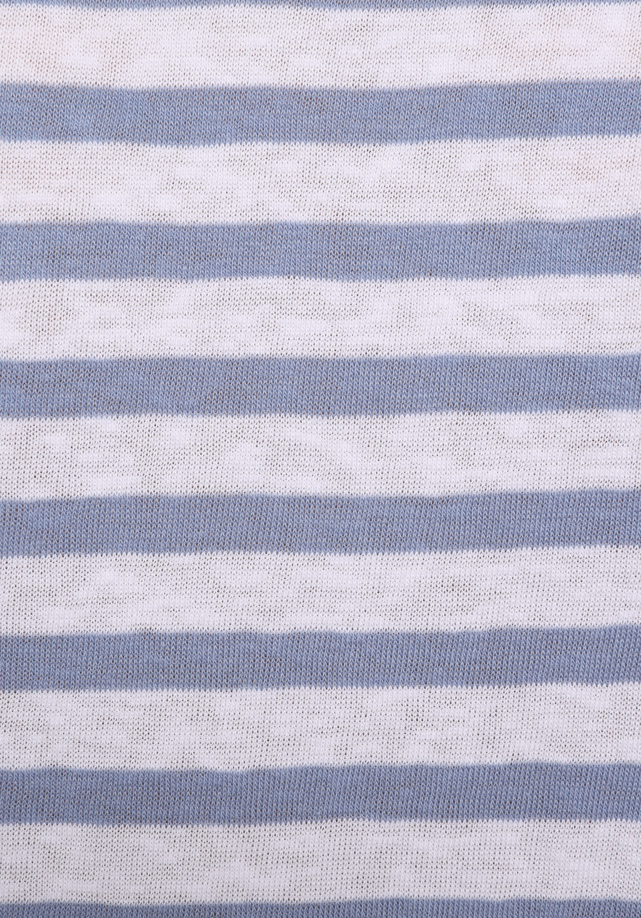 Regular Fit Yuvarlak Yaka Çizgili Kadın Mavi Kısa Kol Tişört