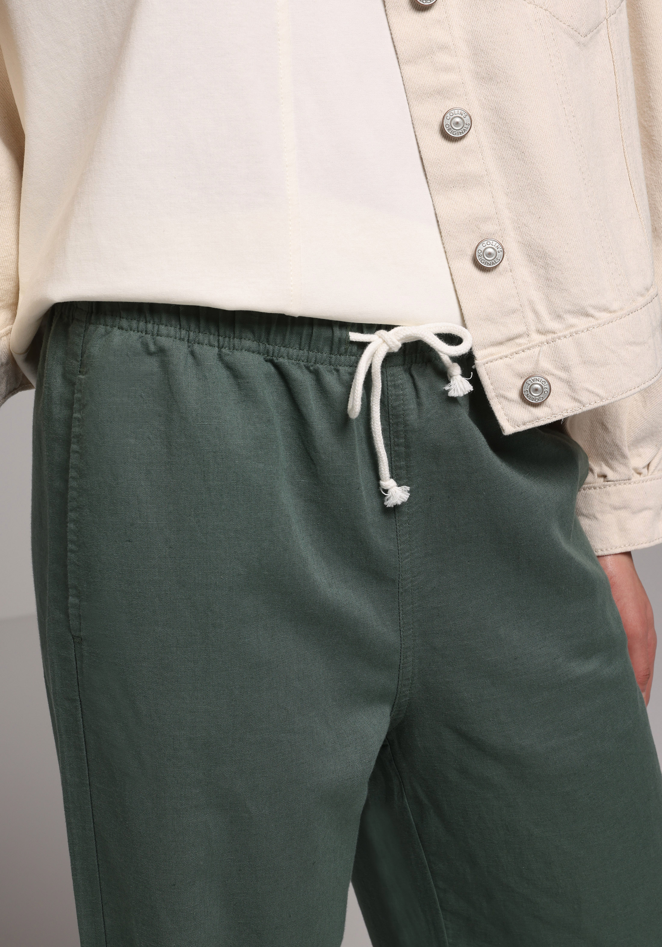 Regular Fit Yüksel Bel Geniş Paça Kadın Yeşil  Pantolon