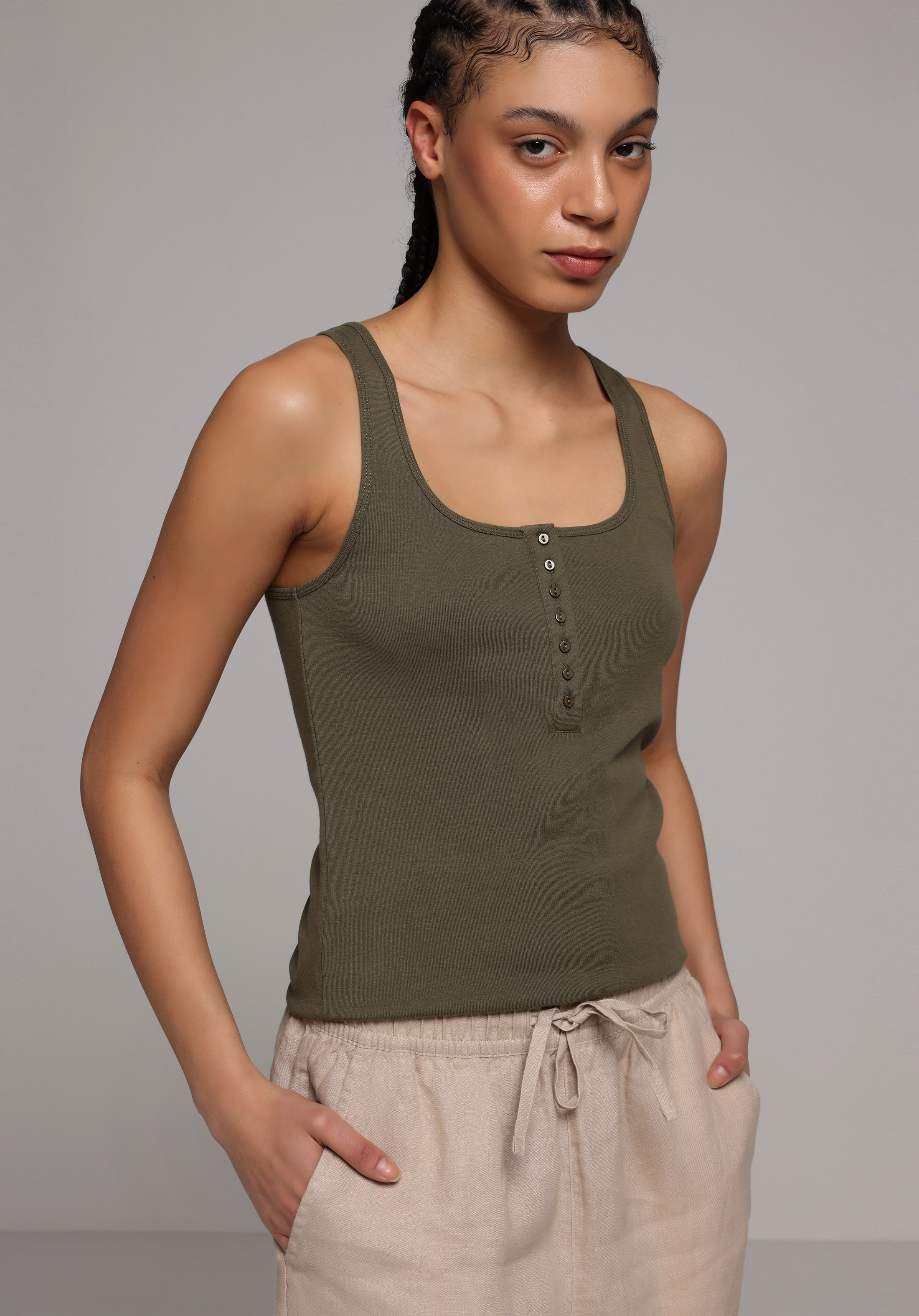 Slim Fit   Kadın Yeşil Atlet