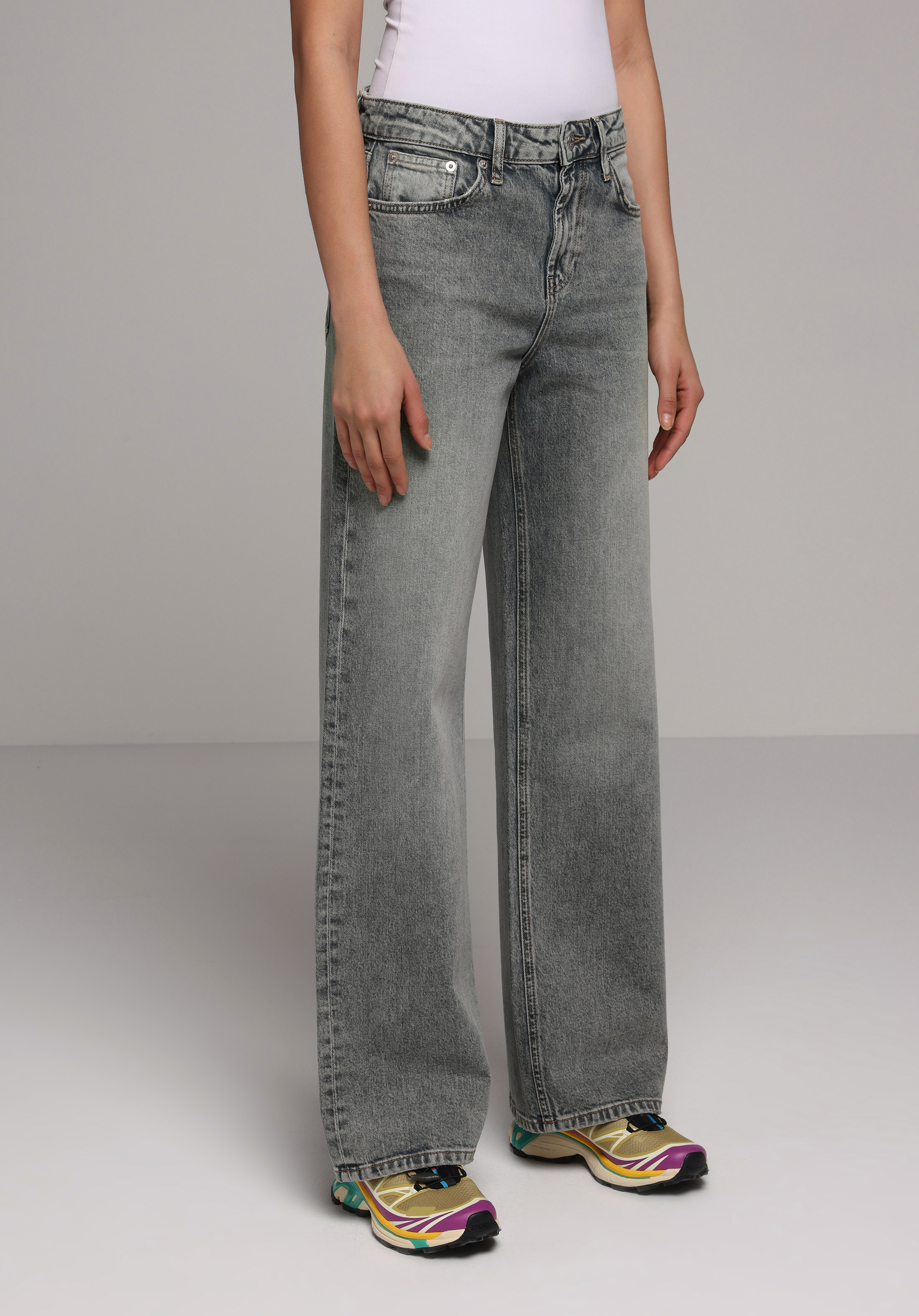 Regular Fit   Kadın Green Cast Denim Jean Pantolon